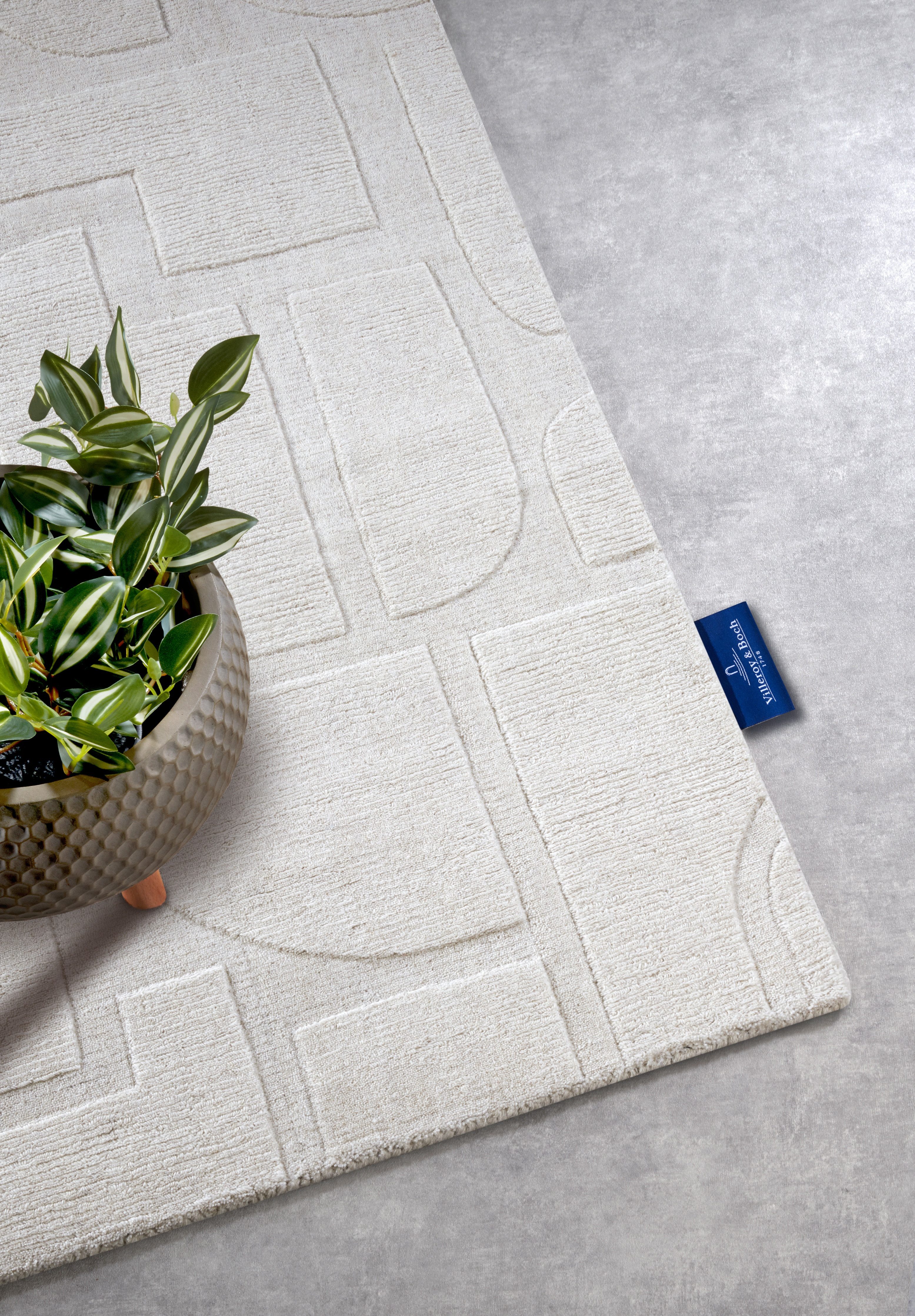 Villeroy & Boch Wollen kleed Alexis Handgeweven, wol, natuur, woonkamer, geometrie, boho, design