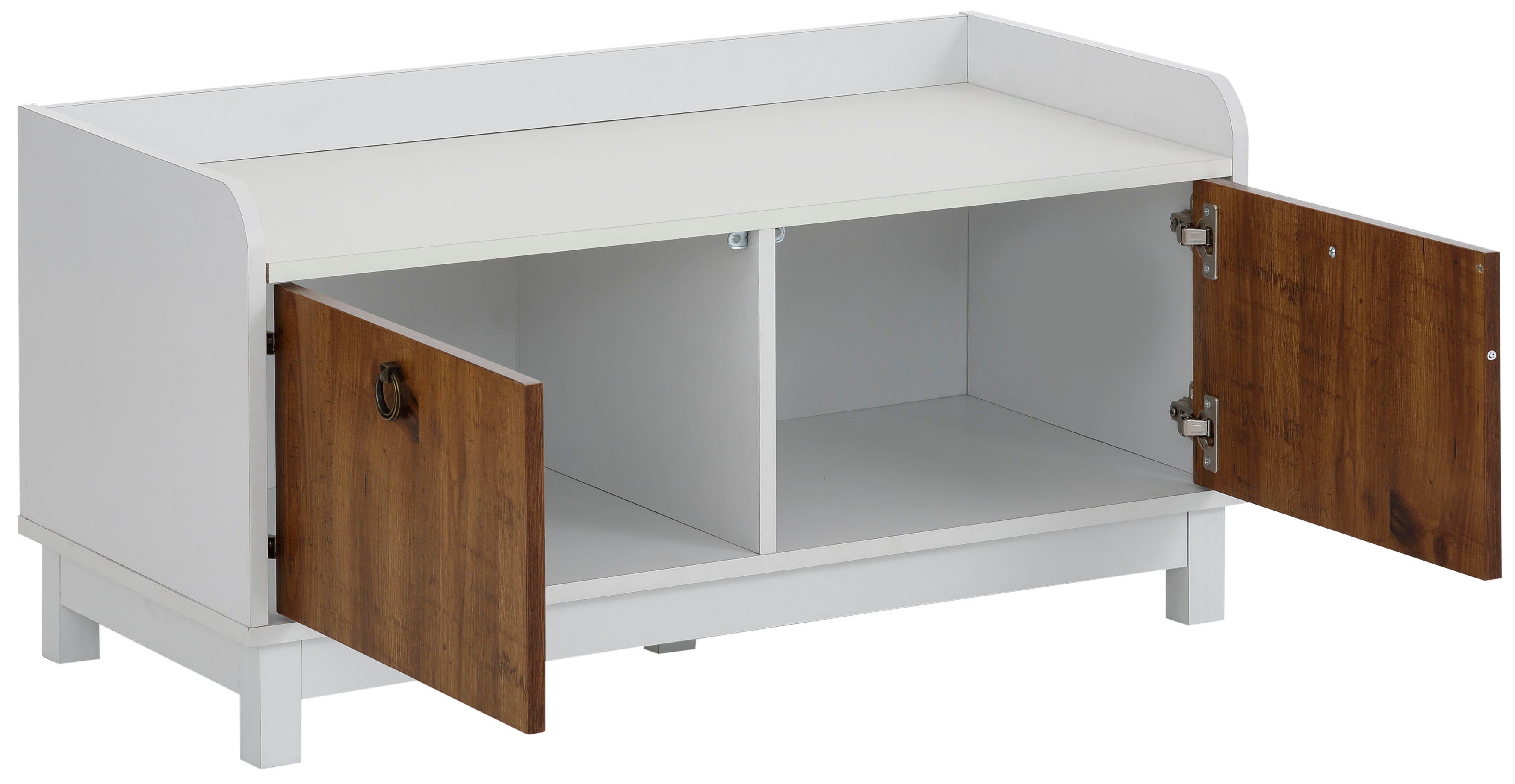 Home affaire Bank Goslar met mooie metalen handgrepen, van folie voorzien houtmateriaal, breedte 92 cm