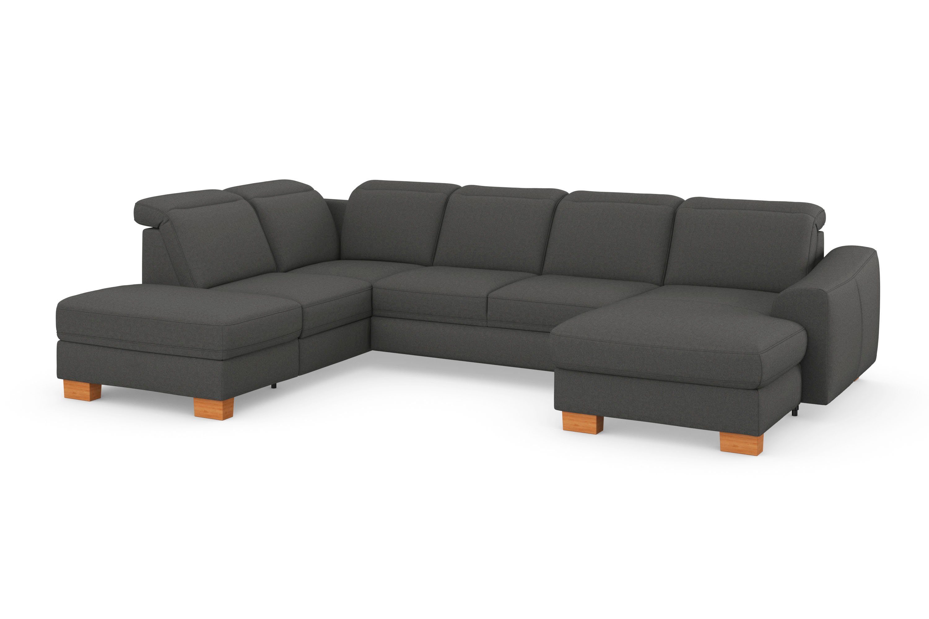 sit&more Zithoek Dundee U-vorm met binnenvering en massief houten poten, naar keuze met verstelbare hoofdsteun