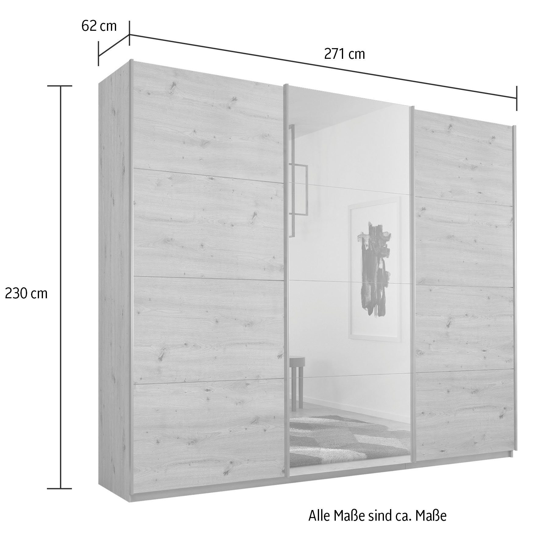 rauch Schuifdeurkast Kledingkast Garderobe CORTONA inclusief interieurindeling,