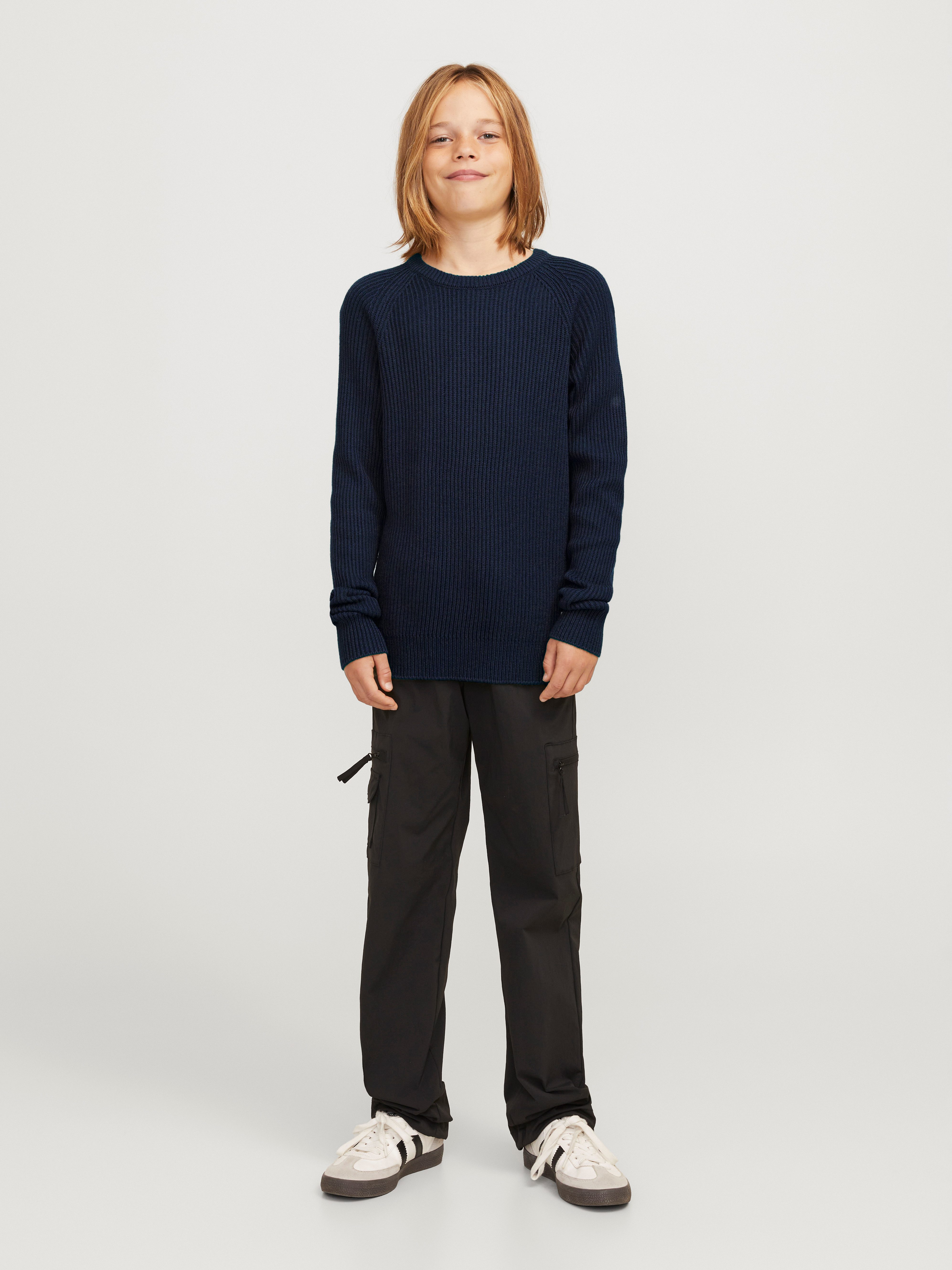 Jack & Jones Junior Gebreide trui JJPANNEL KNIT CREW NECK AW24 JNR