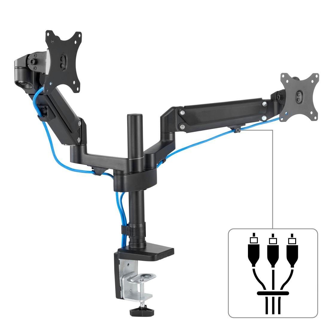 Hama Monitorhouder Beeldscherm houder, 33-81 cm(13"-32"), 2 monitoren, zwart