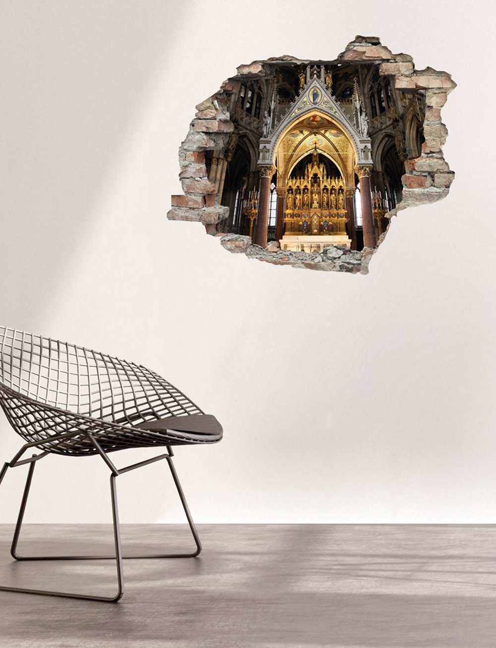 queence Wandfolie Altaar Muursticker, muurdecoratie, zelfklevend, 3D, muurdurchbraak (1 stuk)
