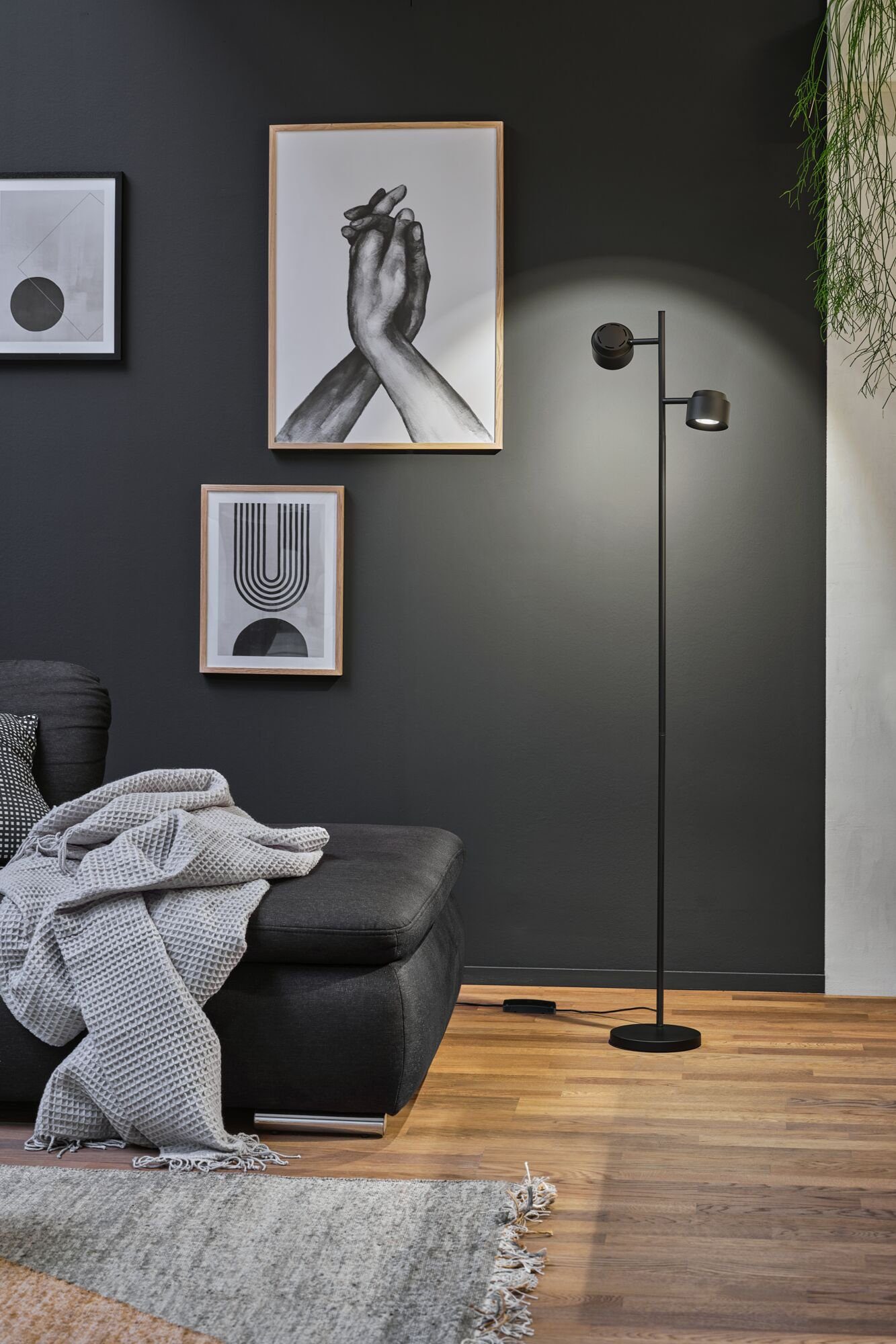 Paulmann Staande lamp Puric Pane LED, dimbaar, zwart/grijs, metaal (1 stuk)