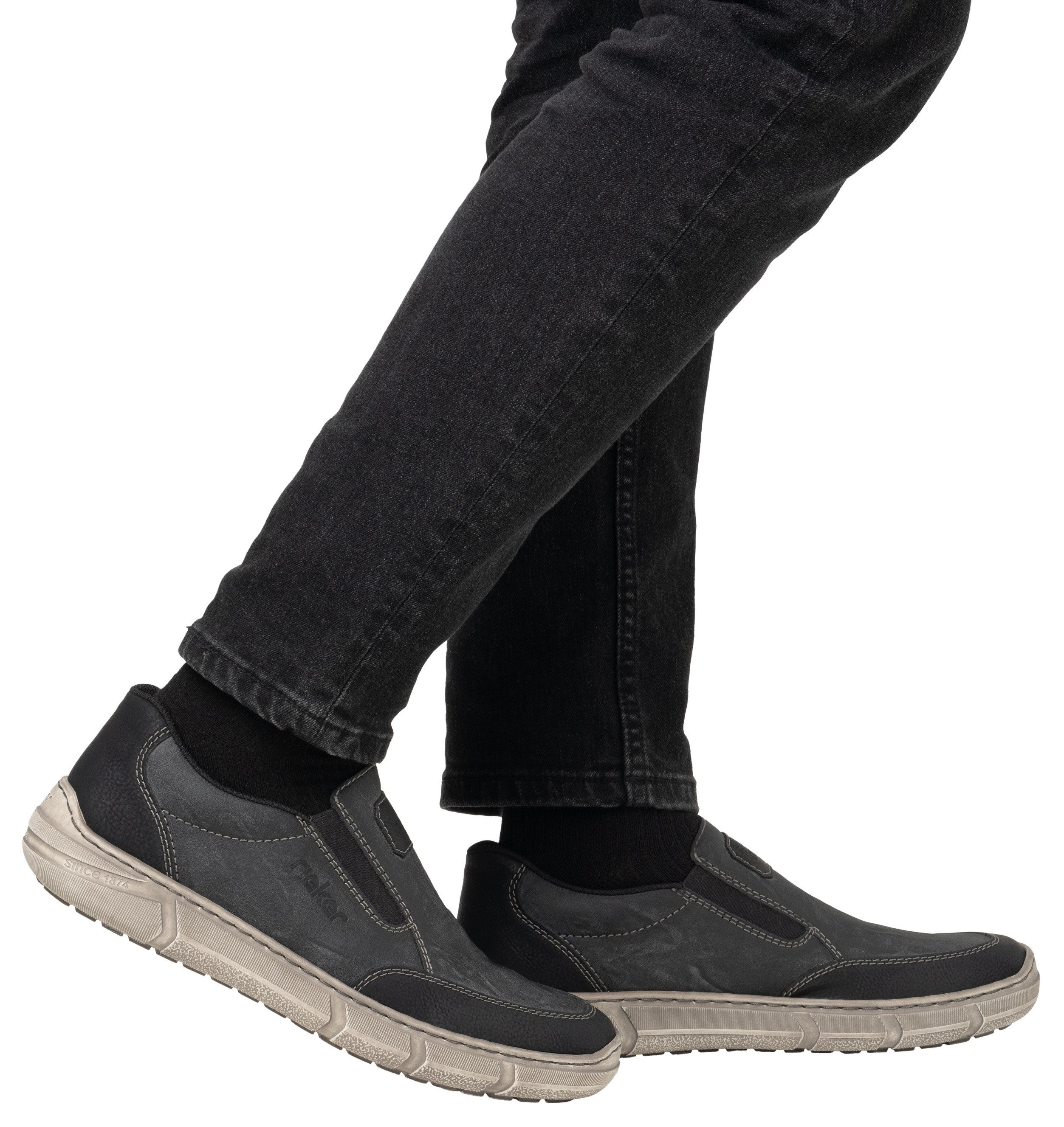 Rieker Instappers slip-on sneaker, lage schoen, instapschoen met elastiek aan beide zijden