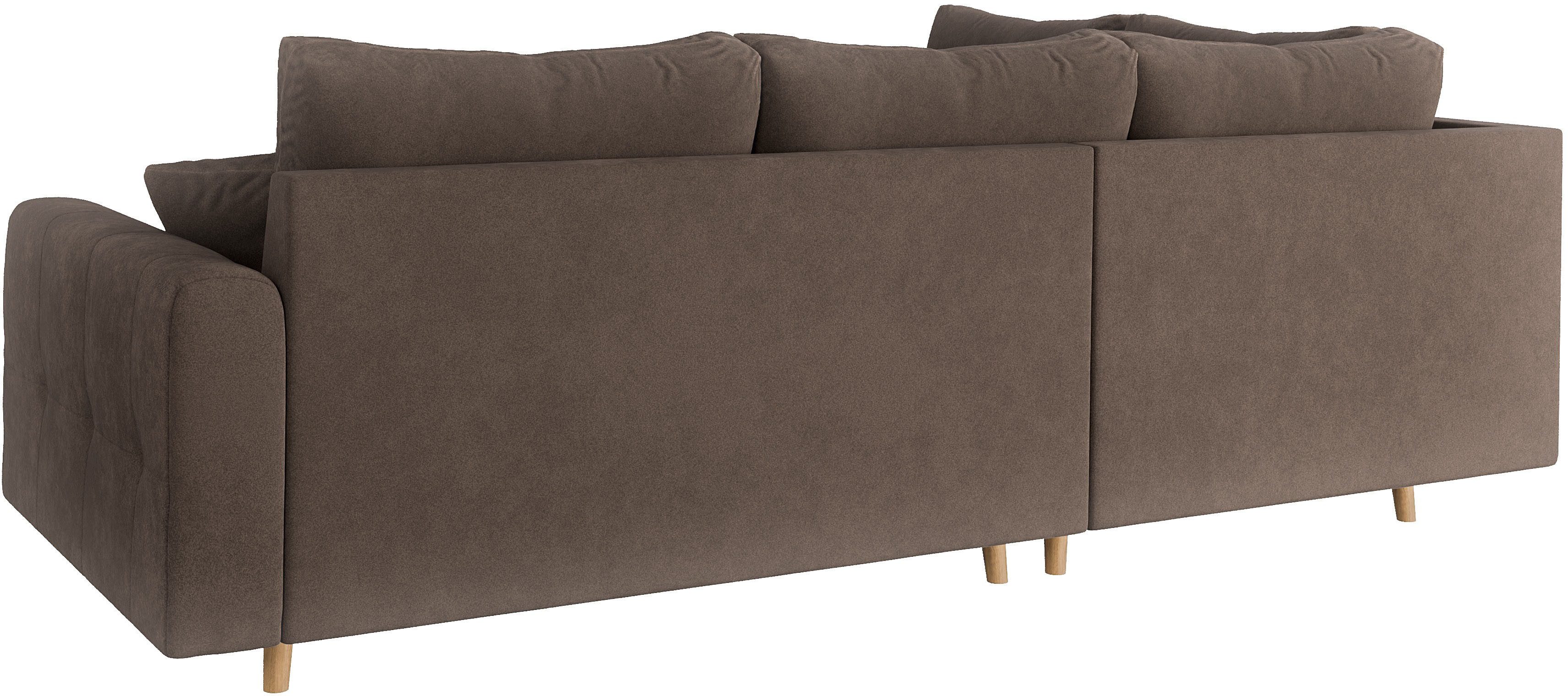 Home affaire Hoekbank CHARRE L-vorm met ottomane, afmetingen B/D/H: 231/161/81 cm fijne stiksels, losse rug- en sierkussens, ook in cord en bouclé