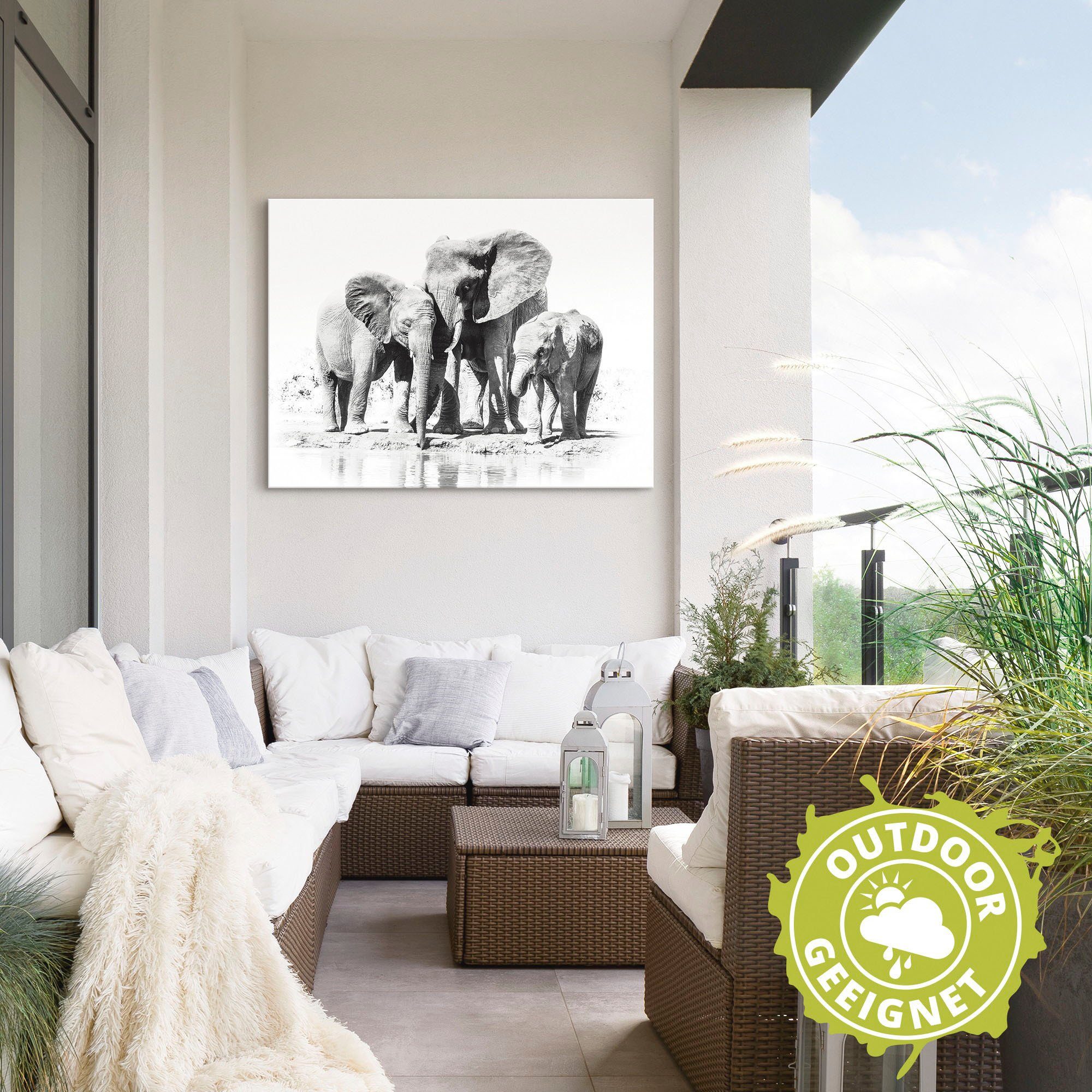 Artland Artprint Olifantenmoeder met kinderen als artprint van aluminium, artprint voor buiten, artprint op linnen, poster in verschillende maten. maten
