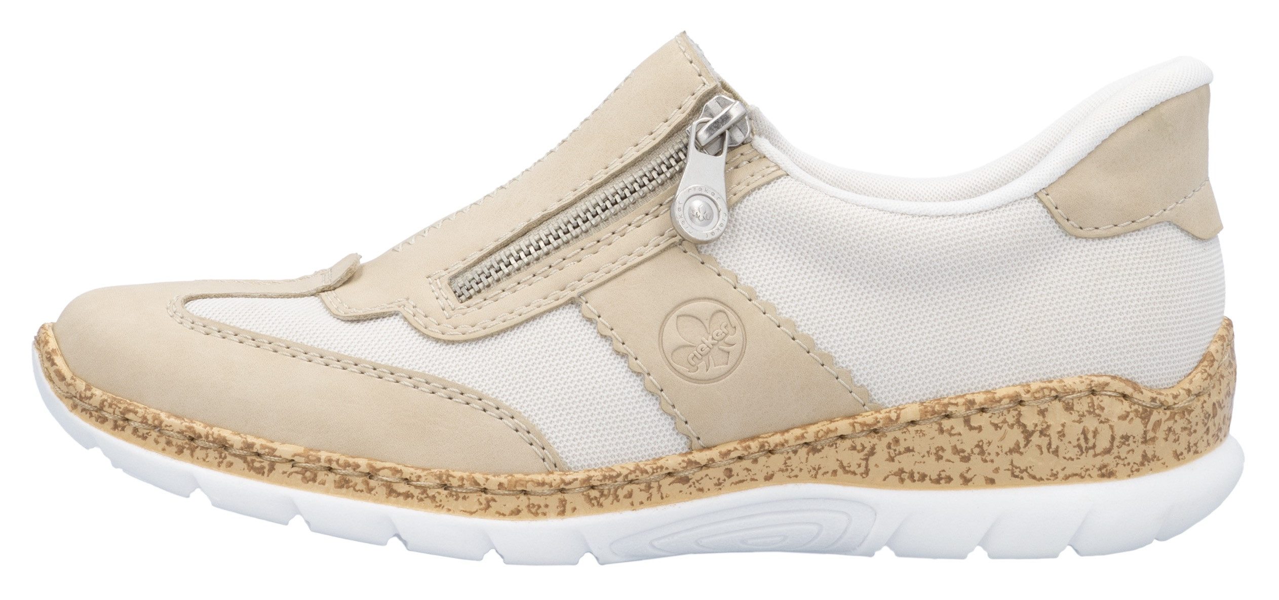 Rieker Slip-on sneakers , lage schoen, vrijetijdsschoen, met rits en memosoft-binnenzool