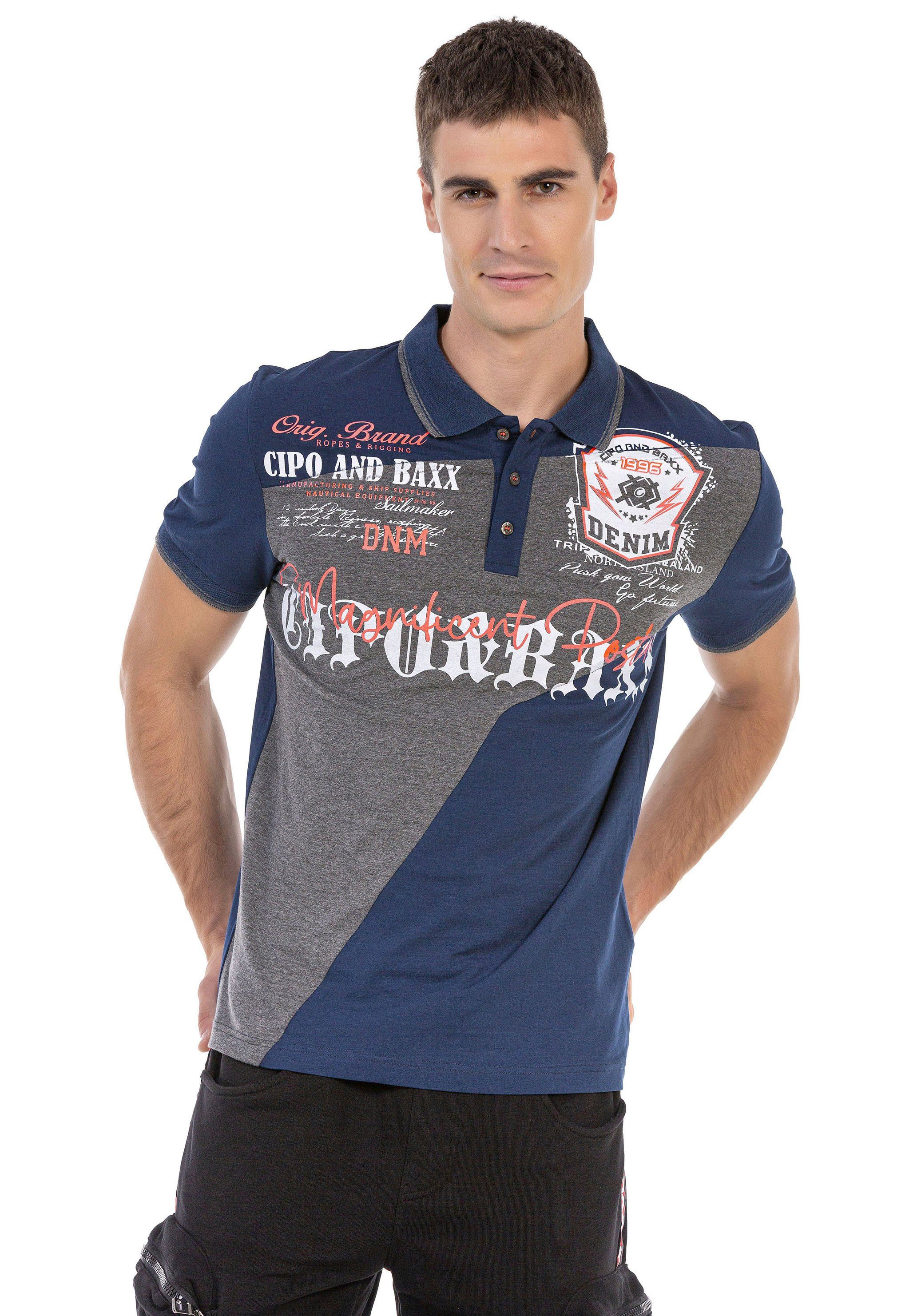 Cipo & Baxx Poloshirt met diagonale inzet