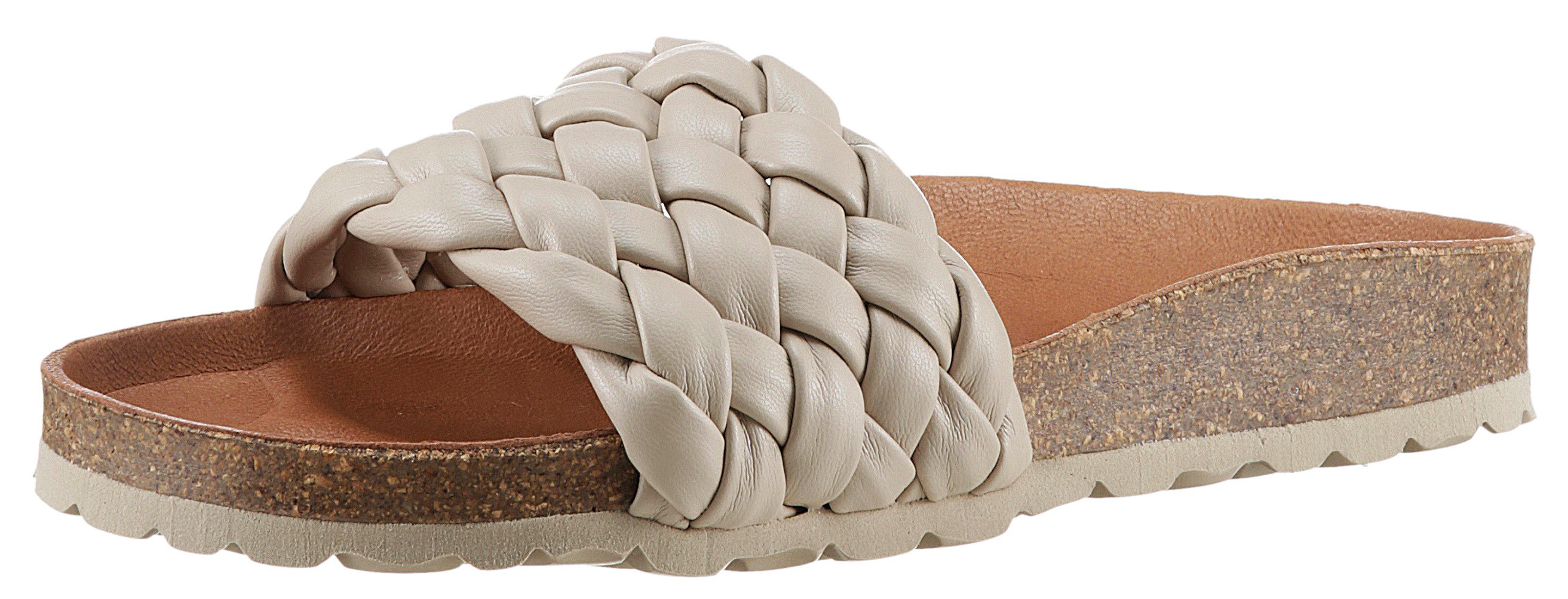 VERBENAS Slippers RICA TRENZA SOFT , zomerschoen, slippers, strand schoen met vlechtbandage dames sandaaltjes maat 38 EU beige