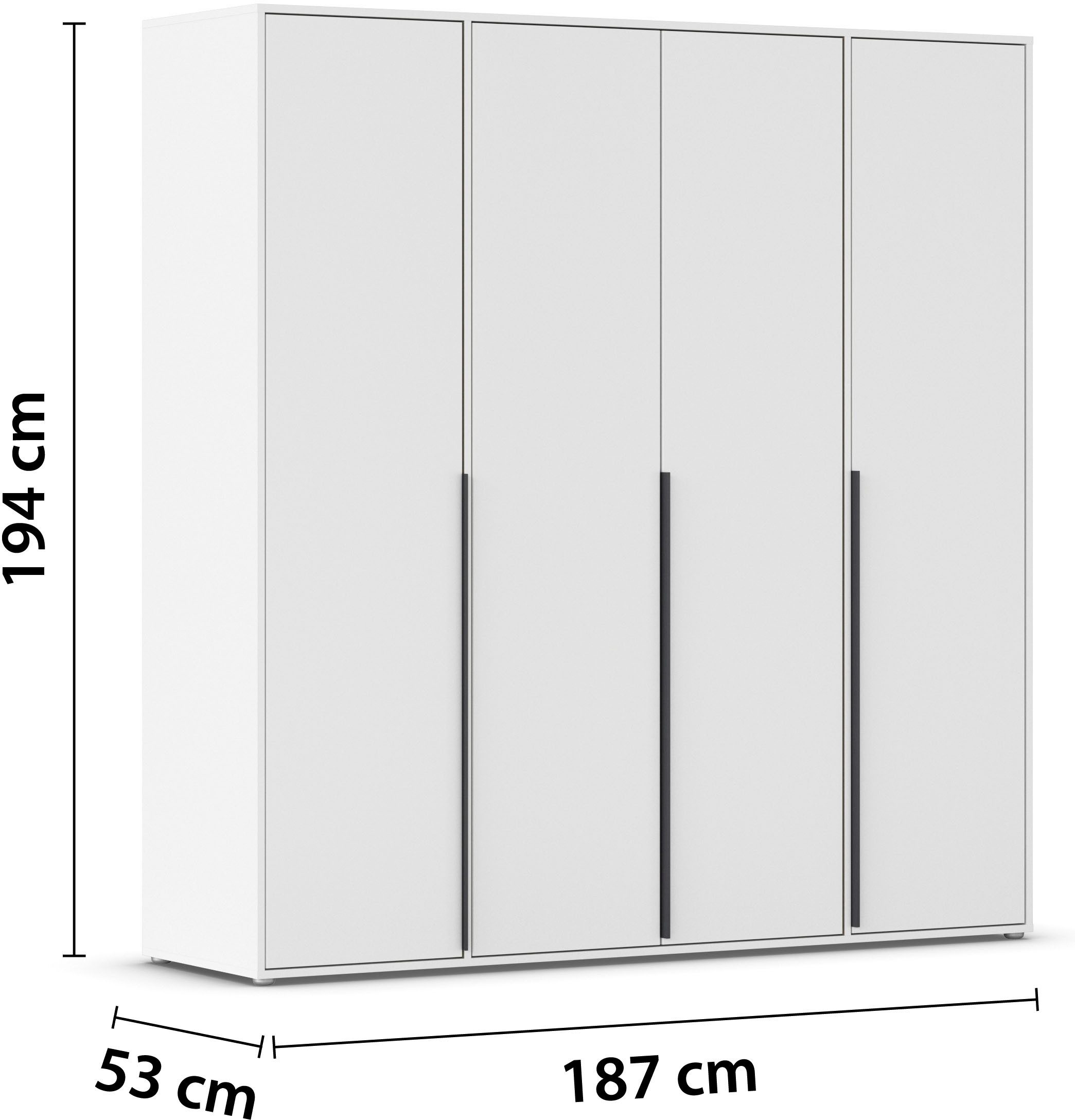 rauch Draaideurkast Kledingkast Kast Garderobe Wasmand NAGATA veel Opbergruimte met moderne stanggrepen in grijs metallic topseller made in germany