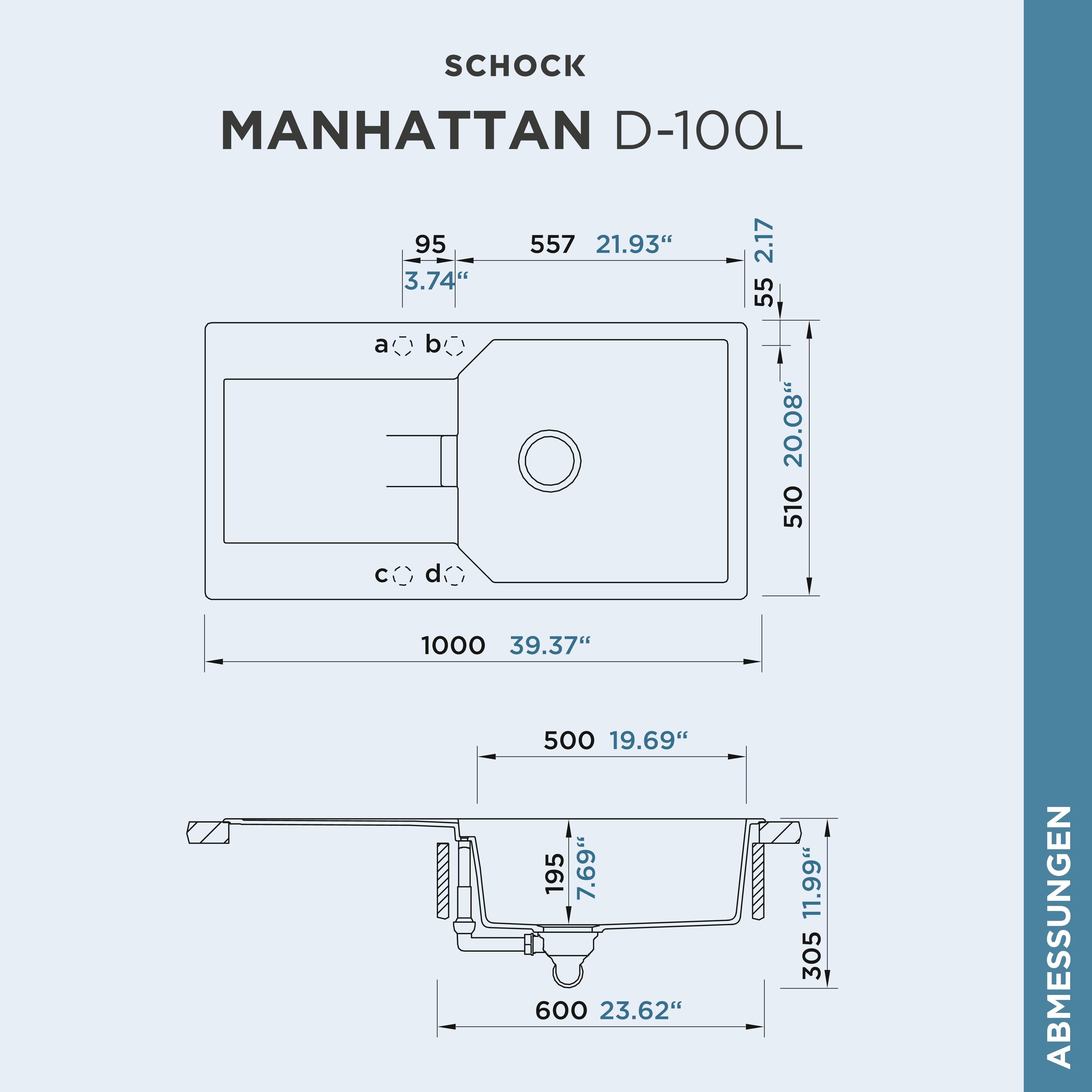 Schock Granieten spoelbak Manhattan D-100L