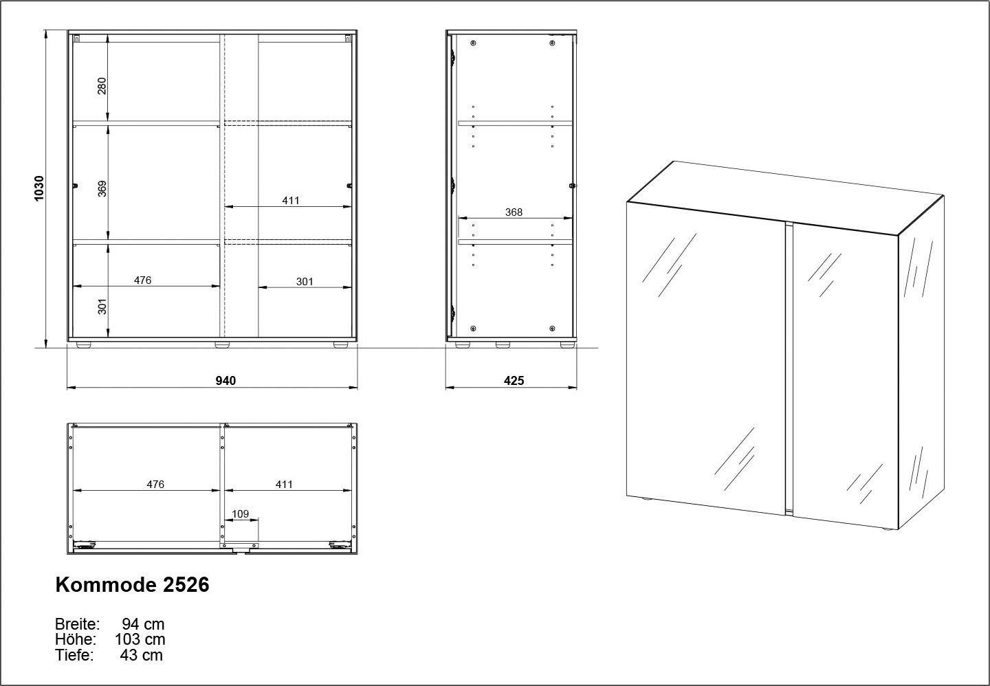 GERMANIA Kast MESA met glazen fronten