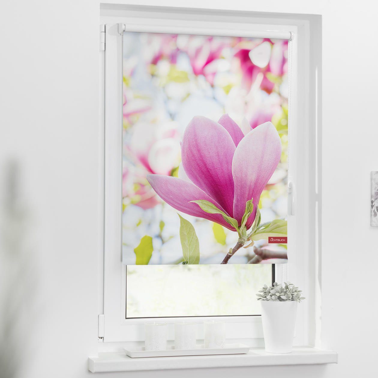 LICHTBLICK Rolgordijn met zijbediening Rolgordijn Klemmfix, zonder boren, verduistering, magnolia - roze (1 stuk)