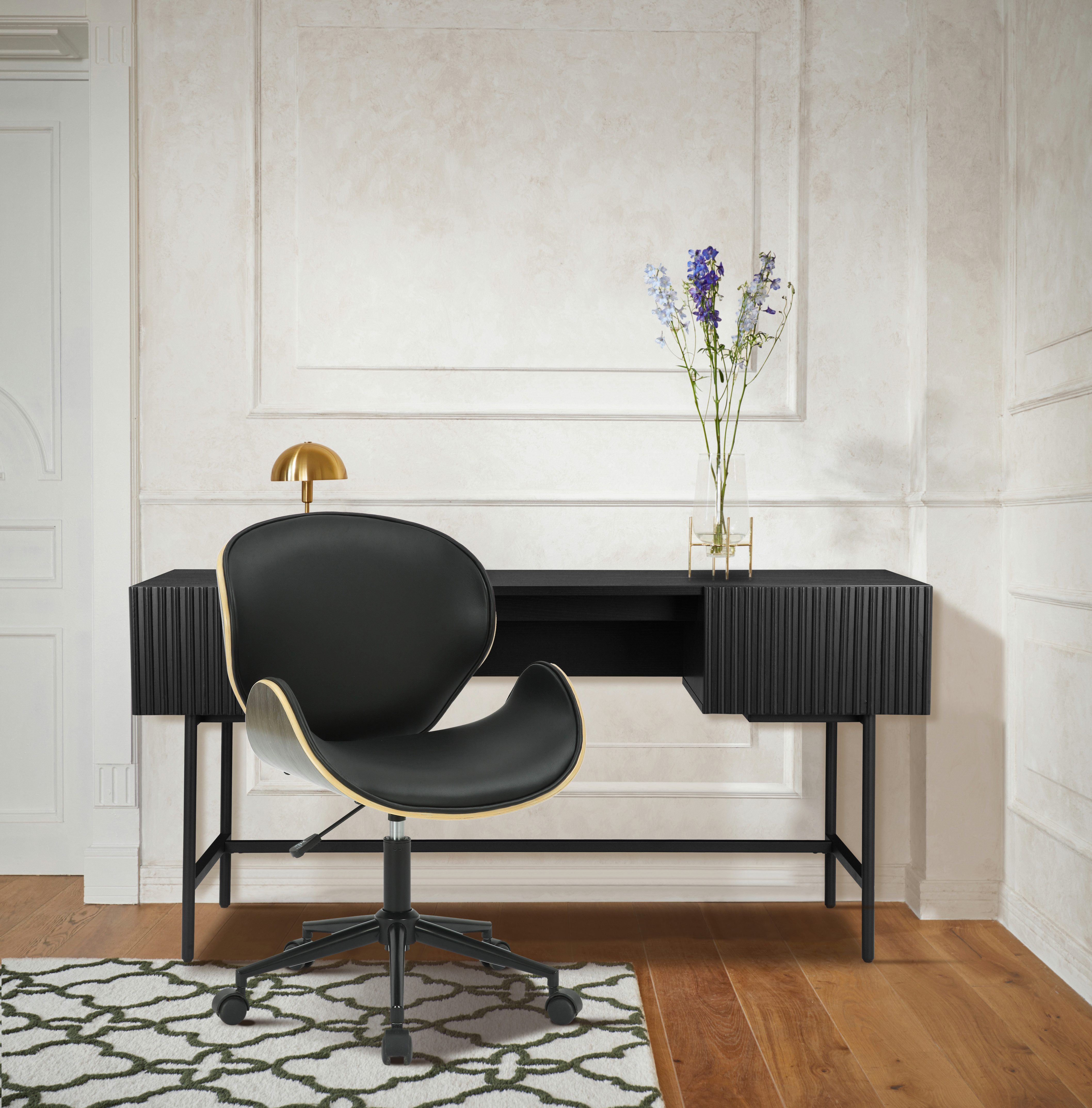 Guido Maria Kretschmer Home&Living Bureaustoel HALVARD Zit schaal van fineerhout, stille wielen, moderne retrolook