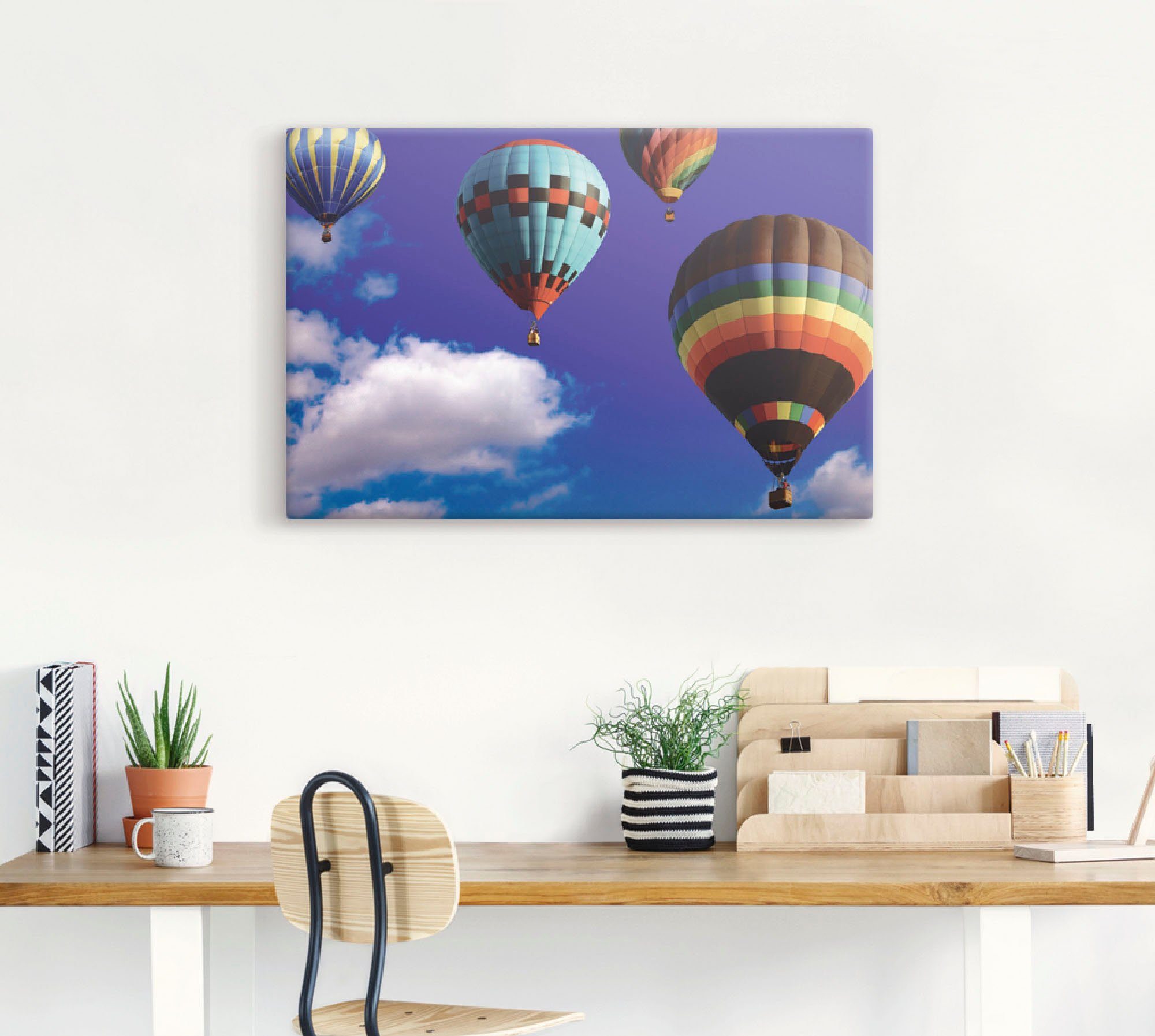 Artland Artprint op linnen Heteluchtballonnen in de lucht