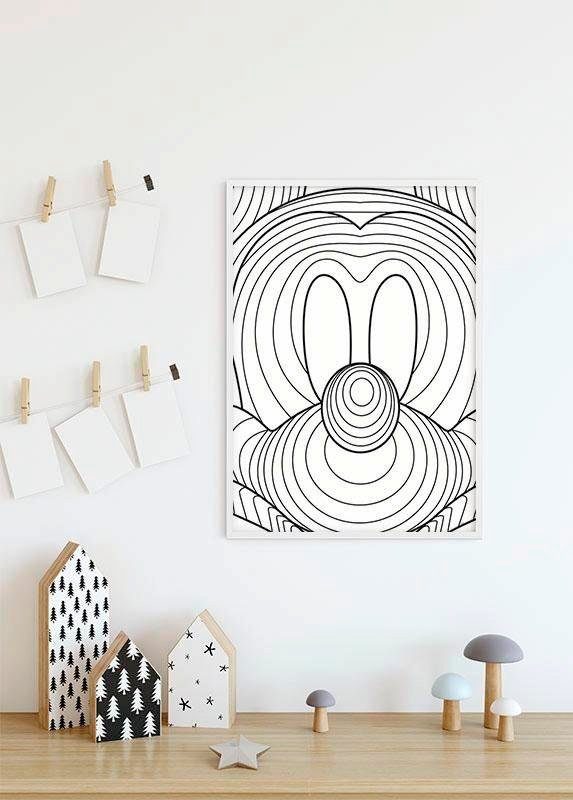 Komar Wanddecoratie Mickey Mouse Lines Wanddecoratie voor de kinderkamer - zonder lijst (1 stuk)