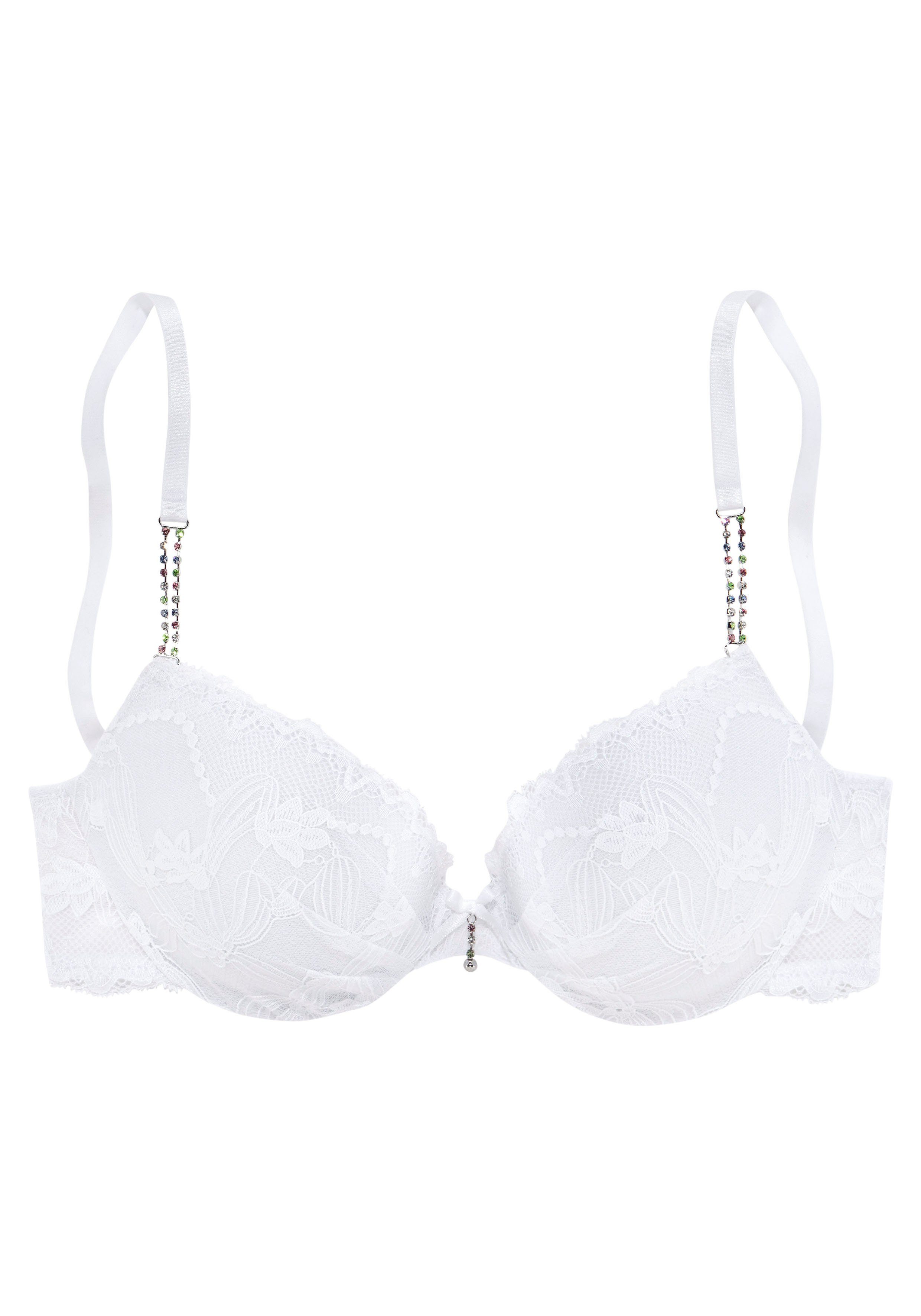 Lascana Push-up-bh Dalia met elegante stras op de schouderbandjes, lingerie