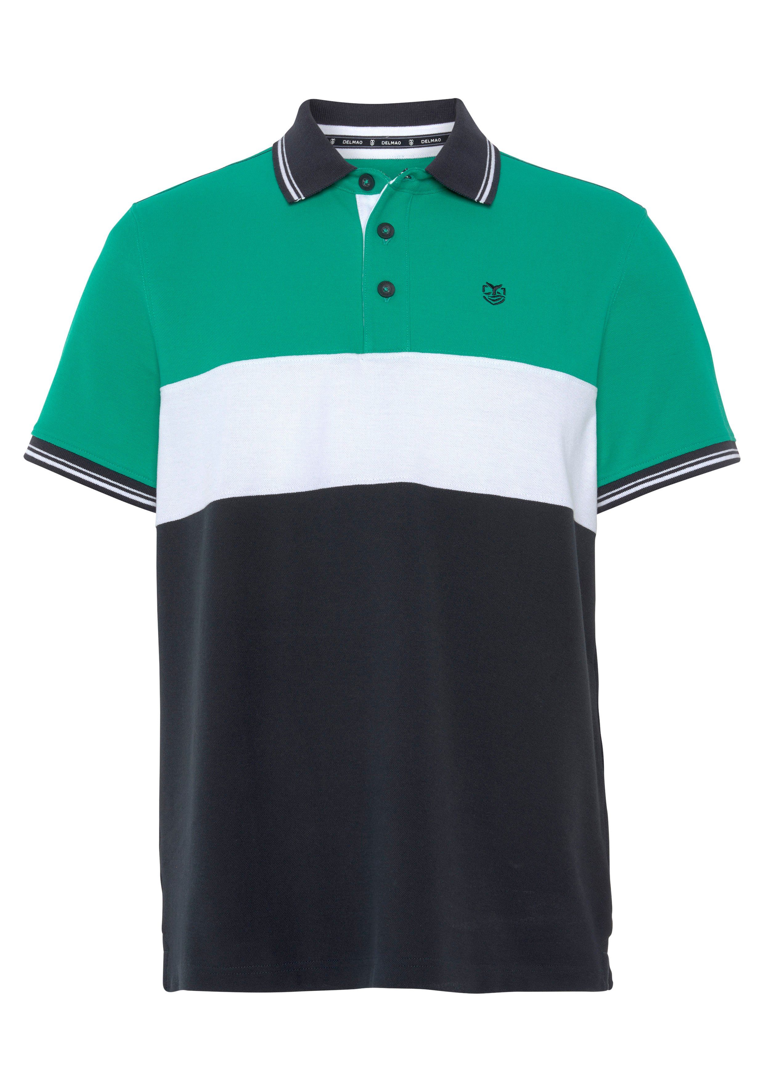 DELMAO Poloshirt Korte mouwen, regular fit, met colorblocking-ontwerp