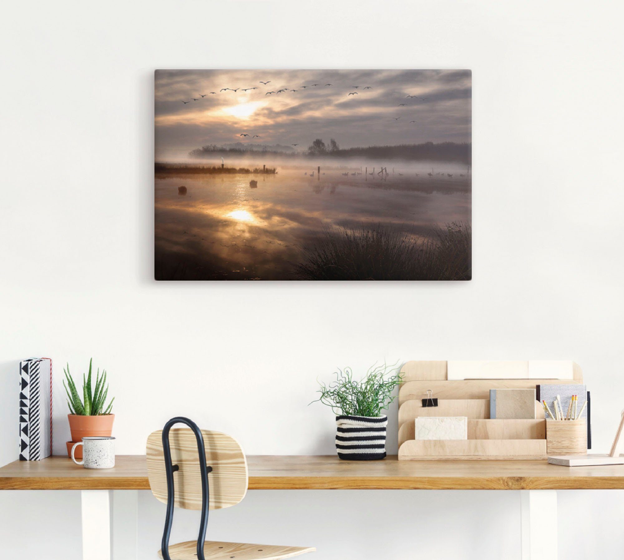 Artland Artprint op linnen Startpunt van de trekvogels