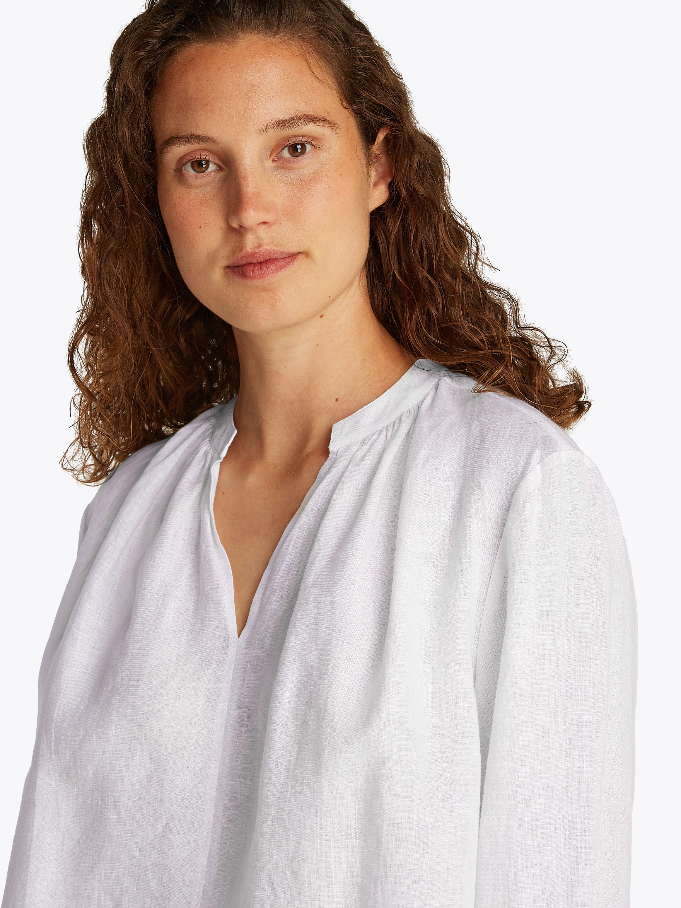 Tommy Hilfiger Klassieke blouse ESS LINEN V-NECK BLOUSE