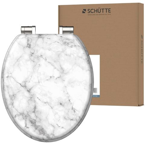Schütte Toiletzitting Marmer Toiletdeksel met softclosemechanisme en houten kern, toiletbril geschik