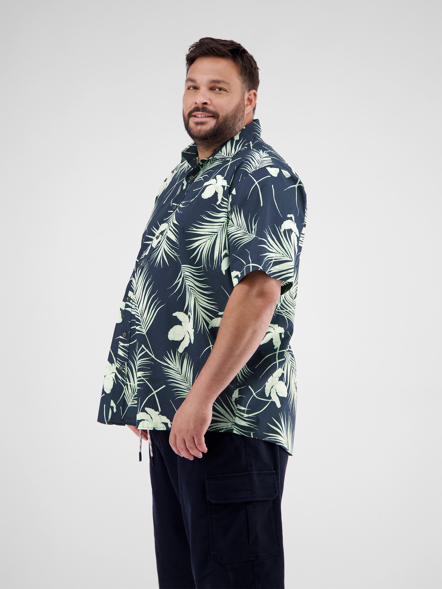 Lerros Overhemd met korte mouwen LERROS heren overhemd in grote maten, Hawaiian-stijl