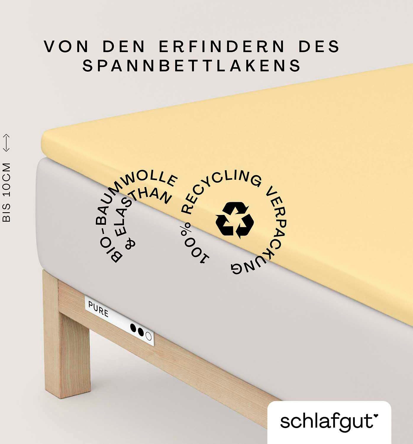 Schlafgut Hoeslaken PURE TOPPER in maat 90x200, 140x200 of 180x200 cm, hoes voor topper van 100% biologische katoen, voor matrassen tot 10 cm hoogte,