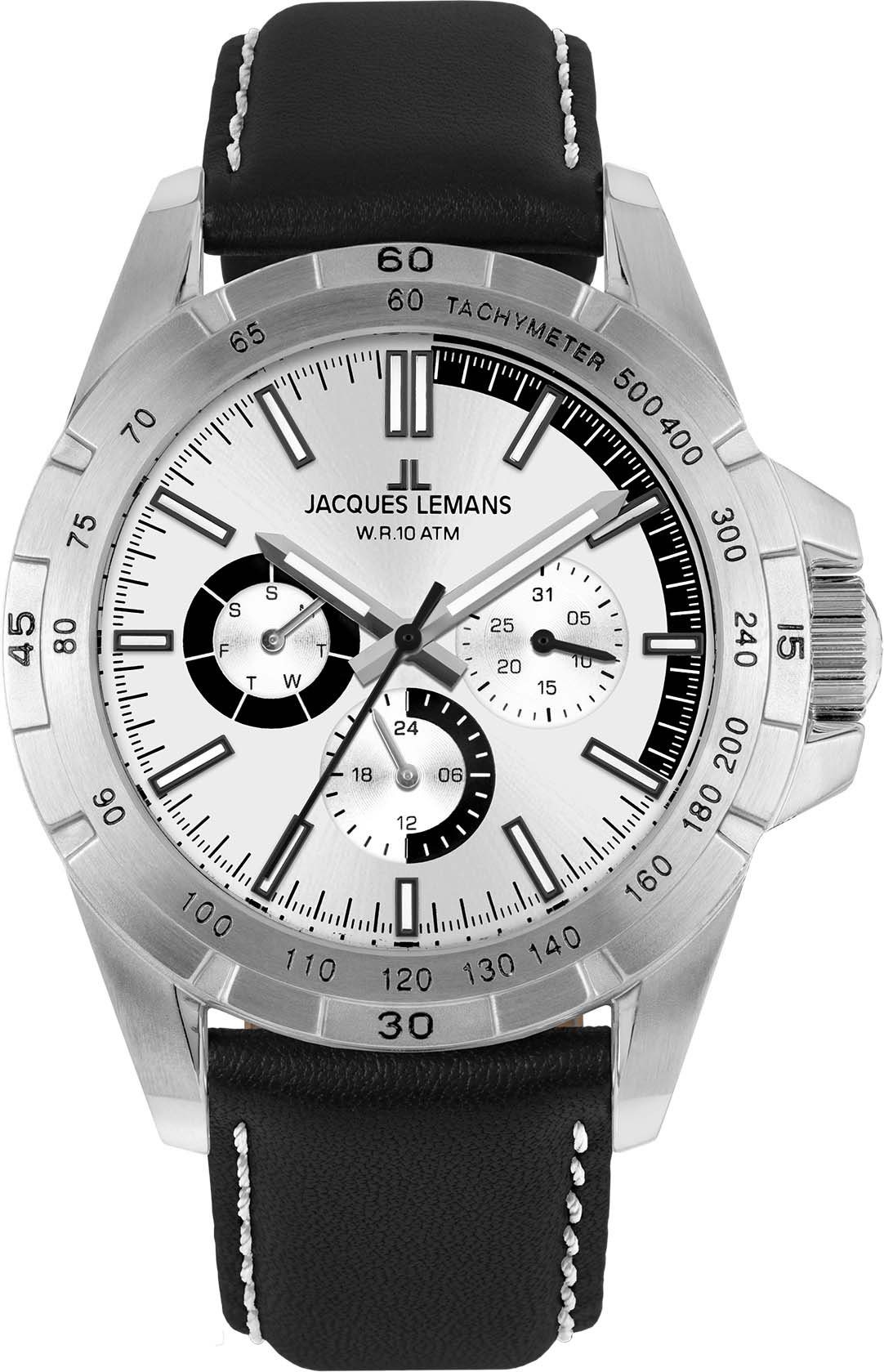 Jacques Lemans Multifunctioneel horloge 42-11B Quartz horloge, armbanduhr, herenhorloge, datum, leren...