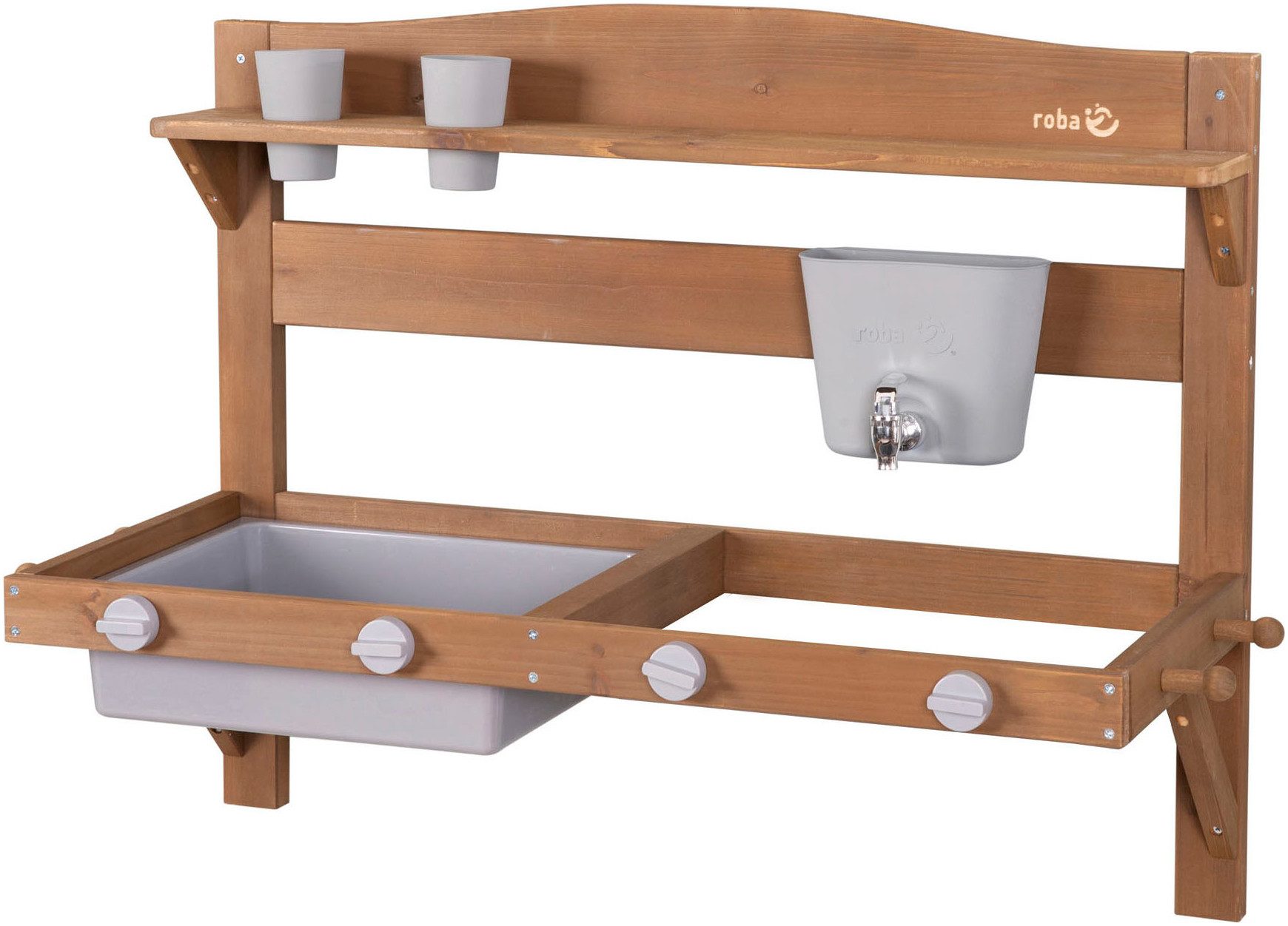 Roba® Outdoor-speelkeukentje Modderkeuken om op te hangen, teakkleur gelazuurd, van hout