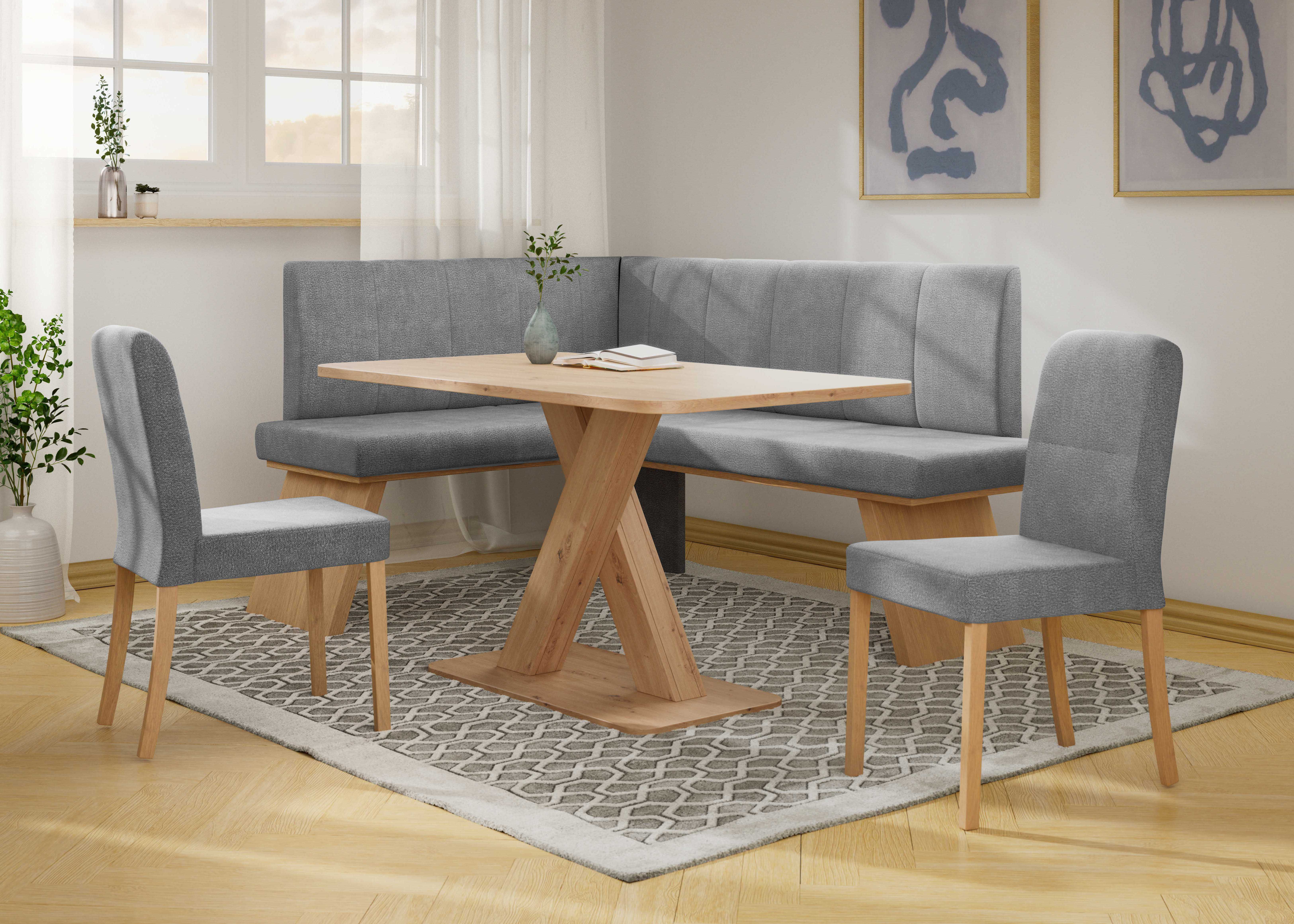Home affaire Eethoek Nina Eetkamer zitgroep stoelen tafel en bank comfortabel gepolsterd (4-delig)