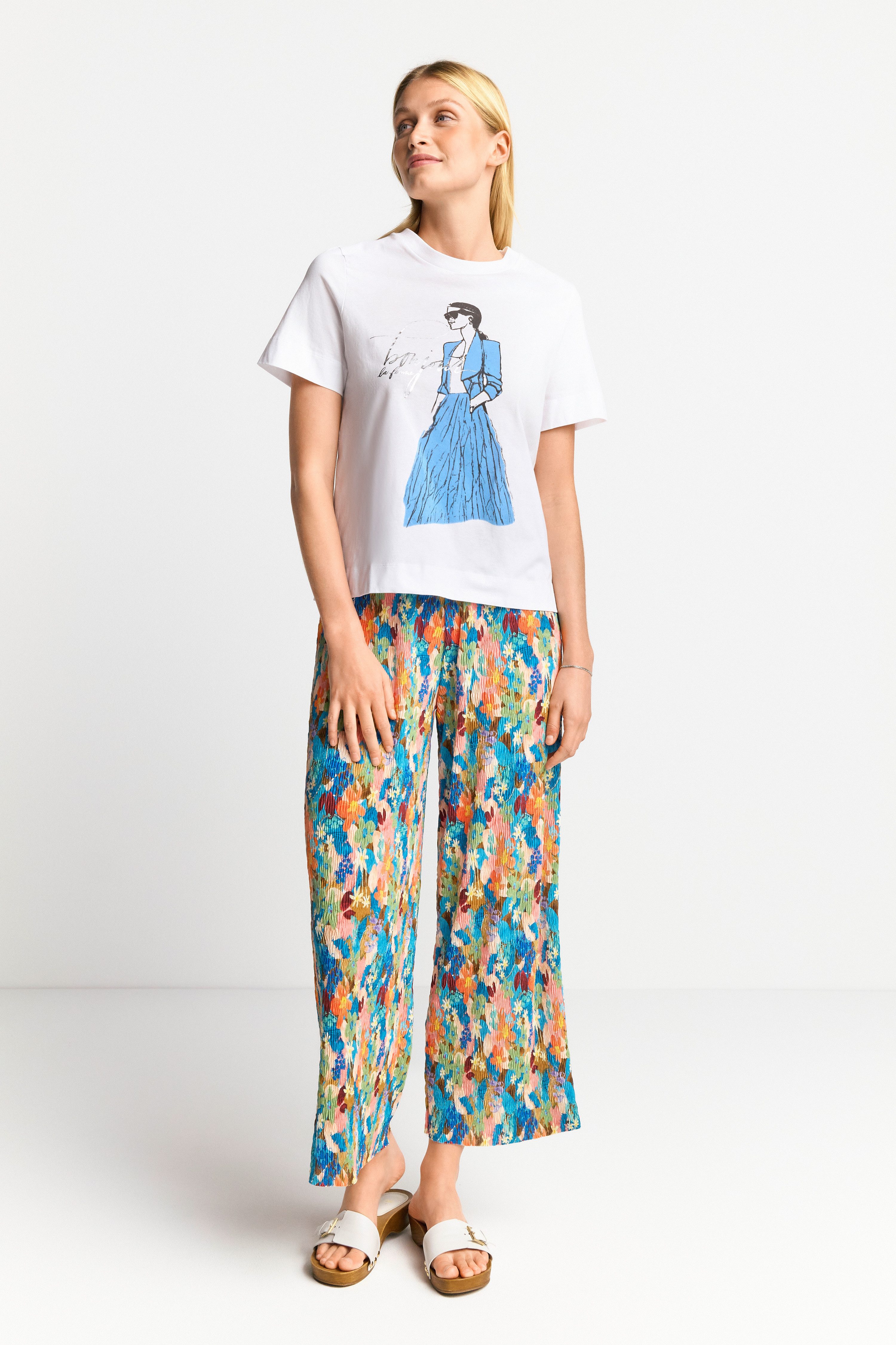 Rich & Royal T-shirt Easy fit T-shirt "Bonjour" met vrouwenprint