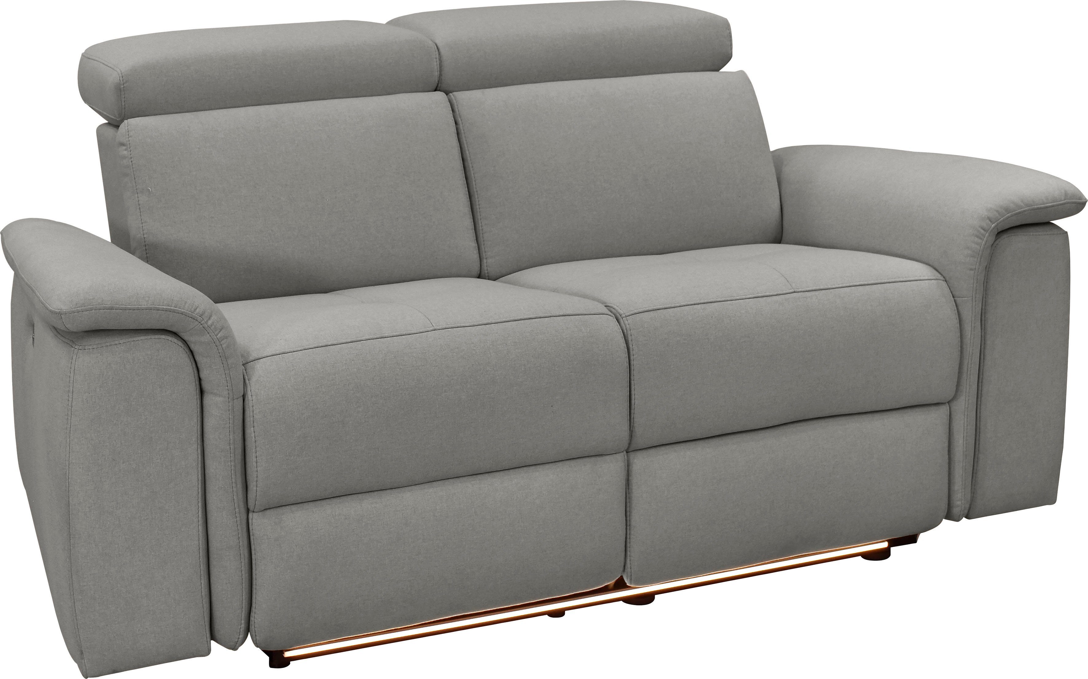 Places of Style 2-zitsbank Pareli 172 cm, handmatige en elektrische relaxfunctie USB, hoofdsteunverstelling, LED, in echt leer, kunstleer, web