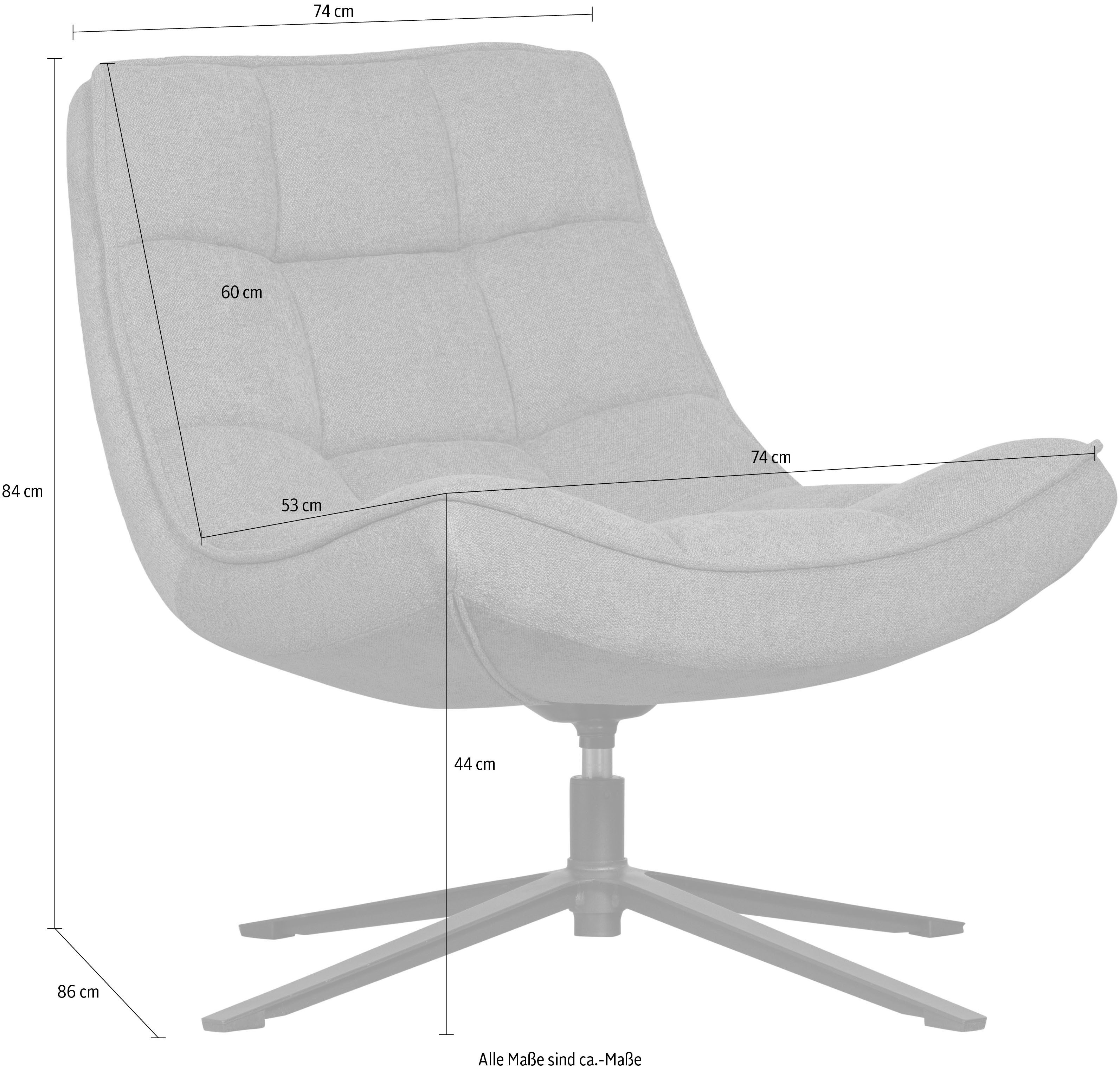 WOOOD Draaibare fauteuil Maudi Metalen frame, gepolsterd met geweven stof, H 84 cm x B 74 cm