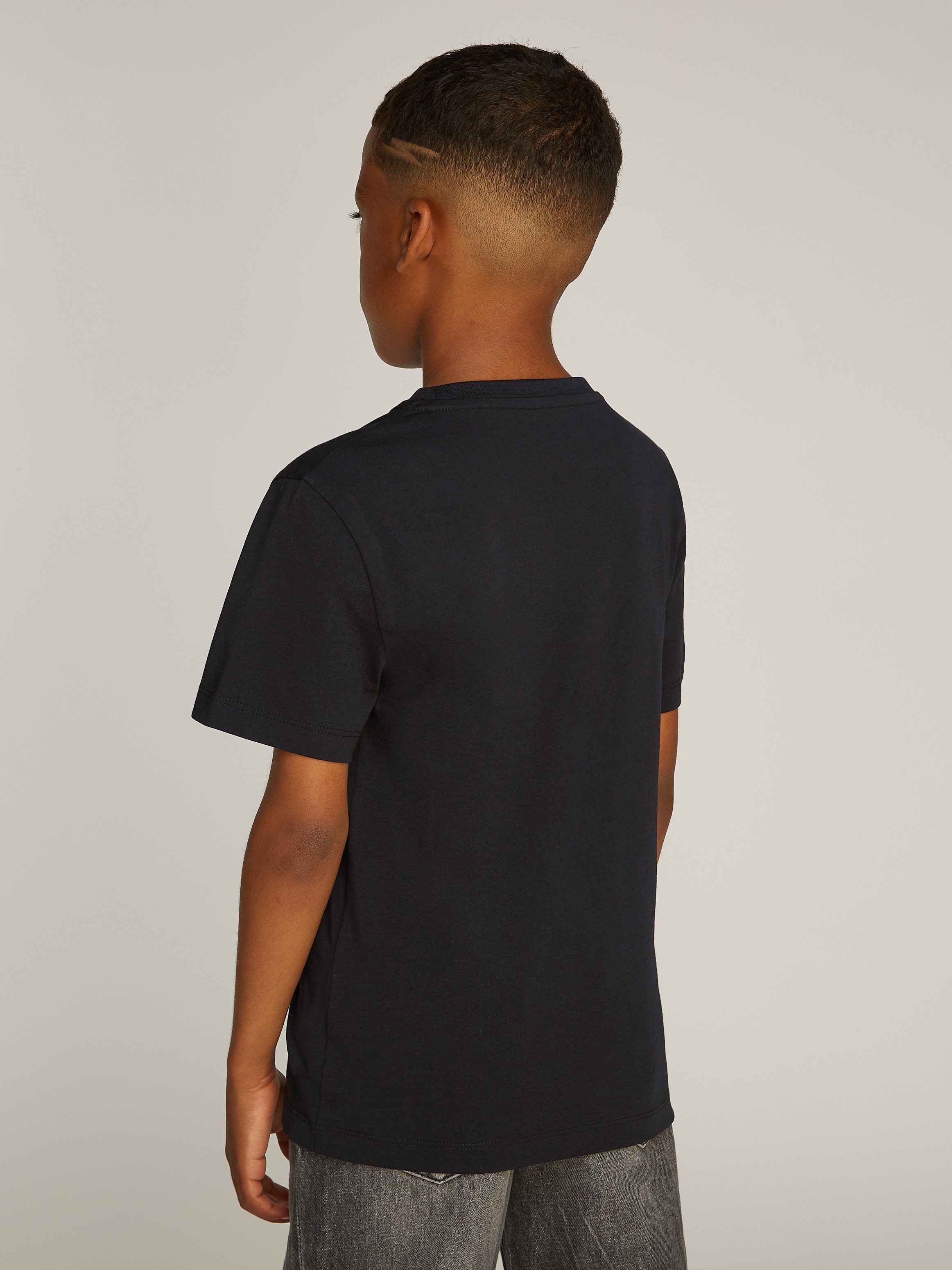 Calvin Klein Shirt met ronde hals GRADIENT FLOCK LOGO SS T-SHIRT voor kinderen tot 16 jaar met logo-opdruk