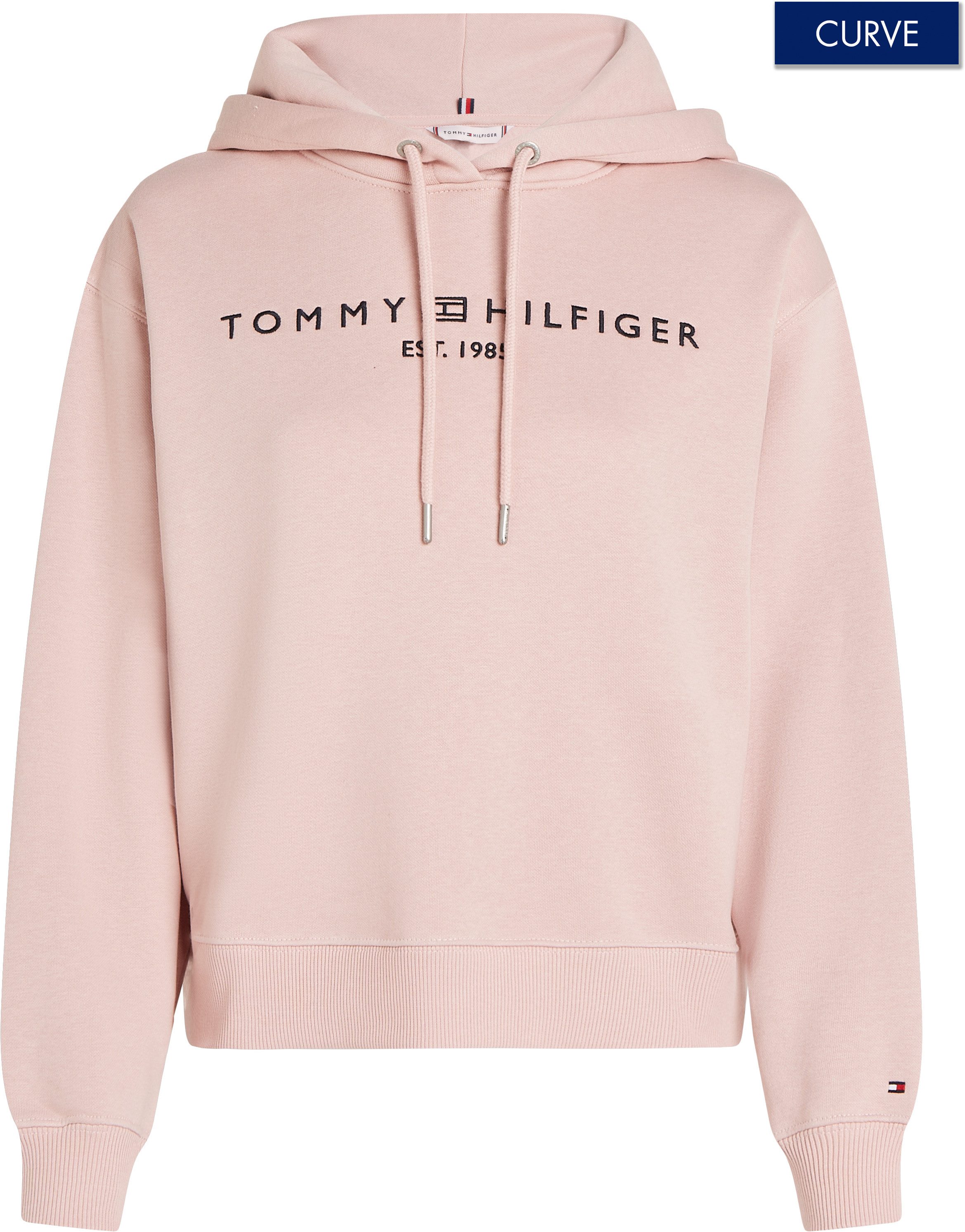 Tommy Hilfiger Curve Hoodie CRV MDRN REG CORP LOGO HOODIE in grote maten, capuchon met trekkoord