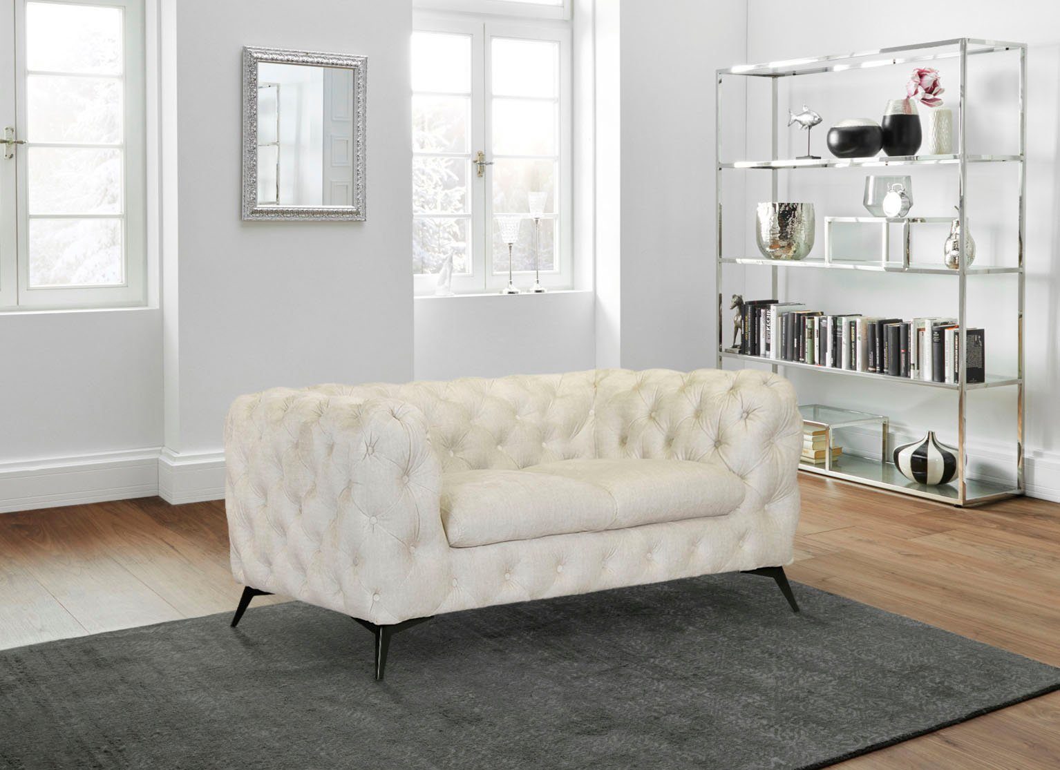 Leonique Chesterfield-bank Glynis luxueuze capitonnage, moderne chesterfield look, kleur van de poten ter keuze