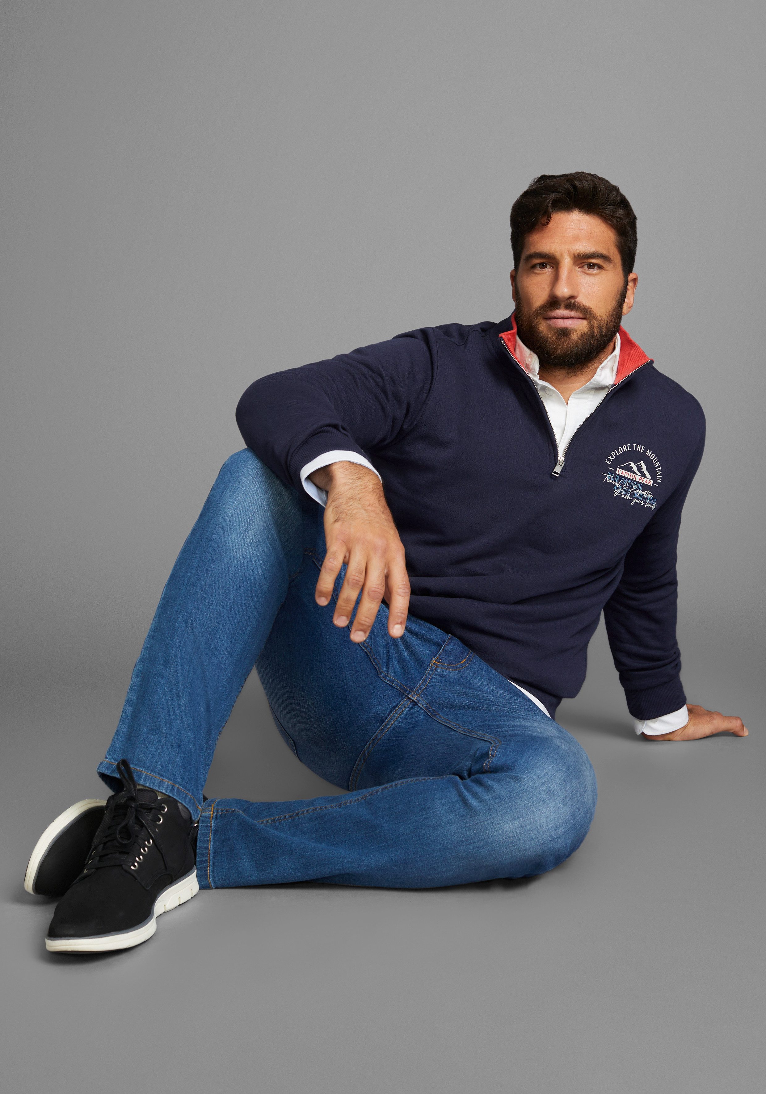Man's World Sweatshirt met contrasterende kraag nieuwe collectie