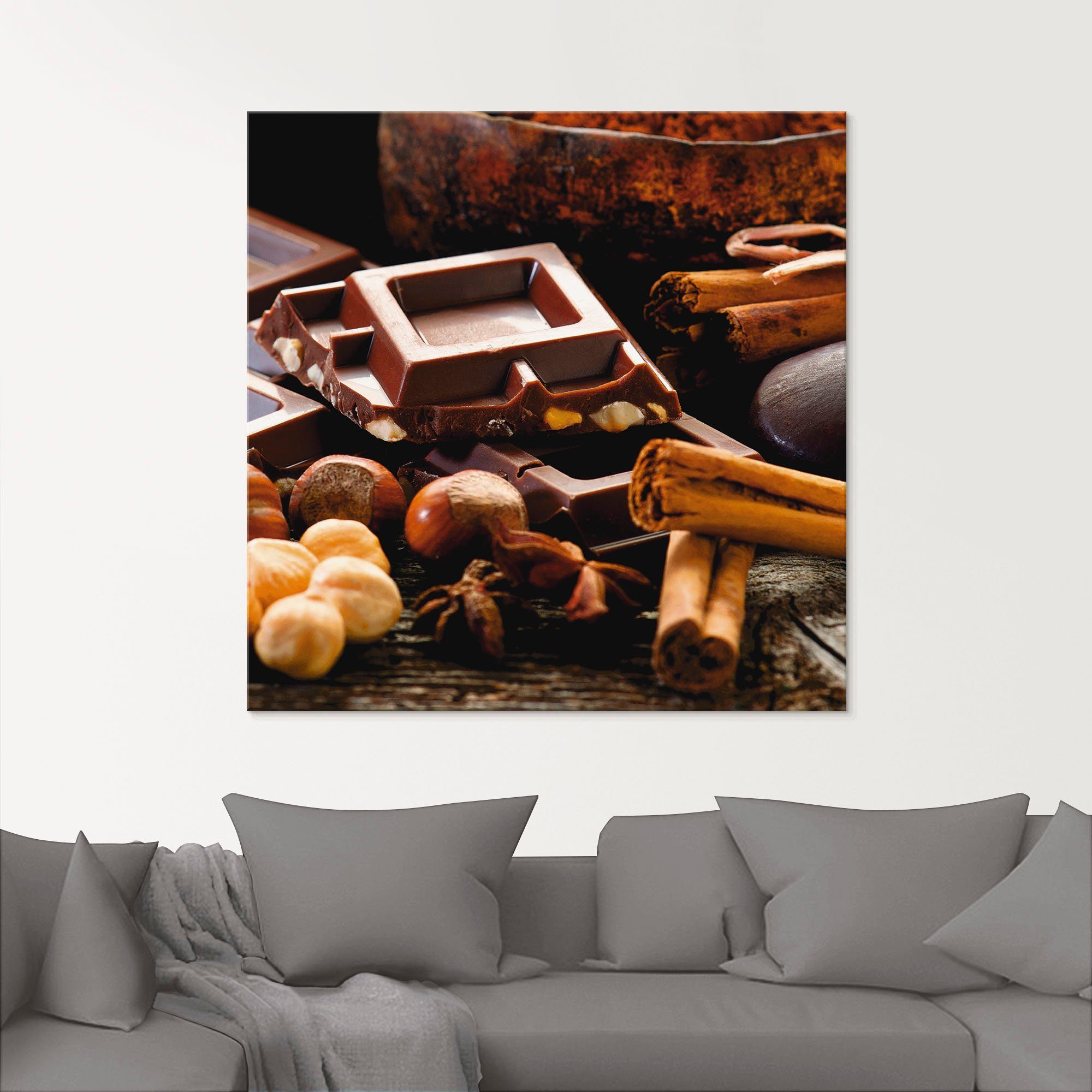 Artland Print op glas Chocolade met ingrediënten