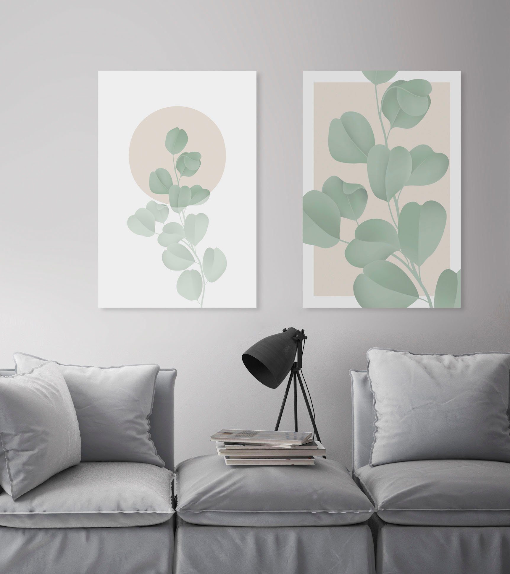 queence Artprint op linnen Blaadjes roze cirkel Premium canvasstof, handgemaakt in Duitsland