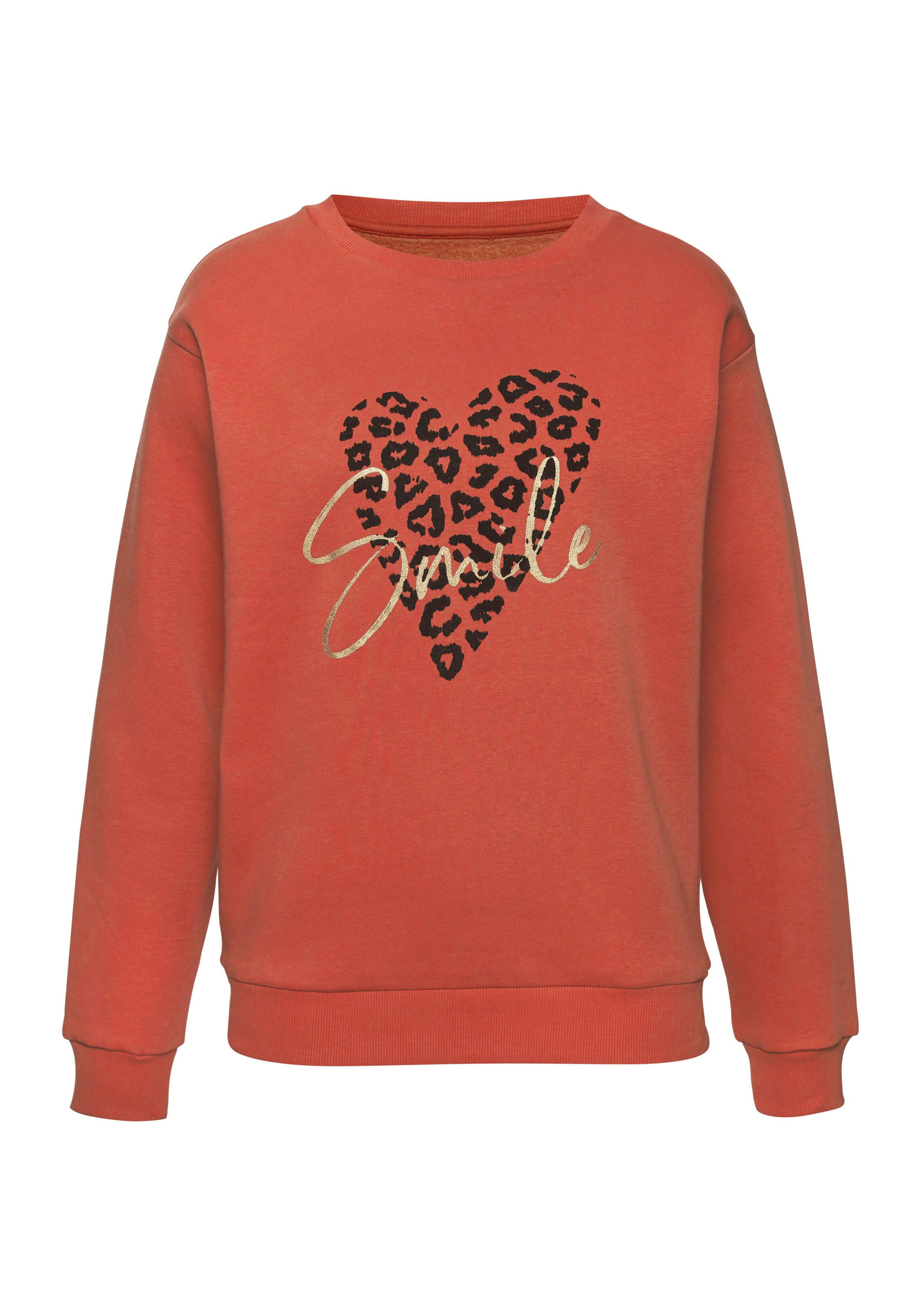 Lascana Sweatshirt Lounge shirt met hart-leo-print loungewear