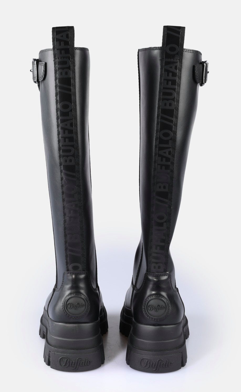 Buffalo Laarzen ASPHA RIDING BOOT HI , plateau, lange laarzen, rijlaarzen met verstelbare gespen