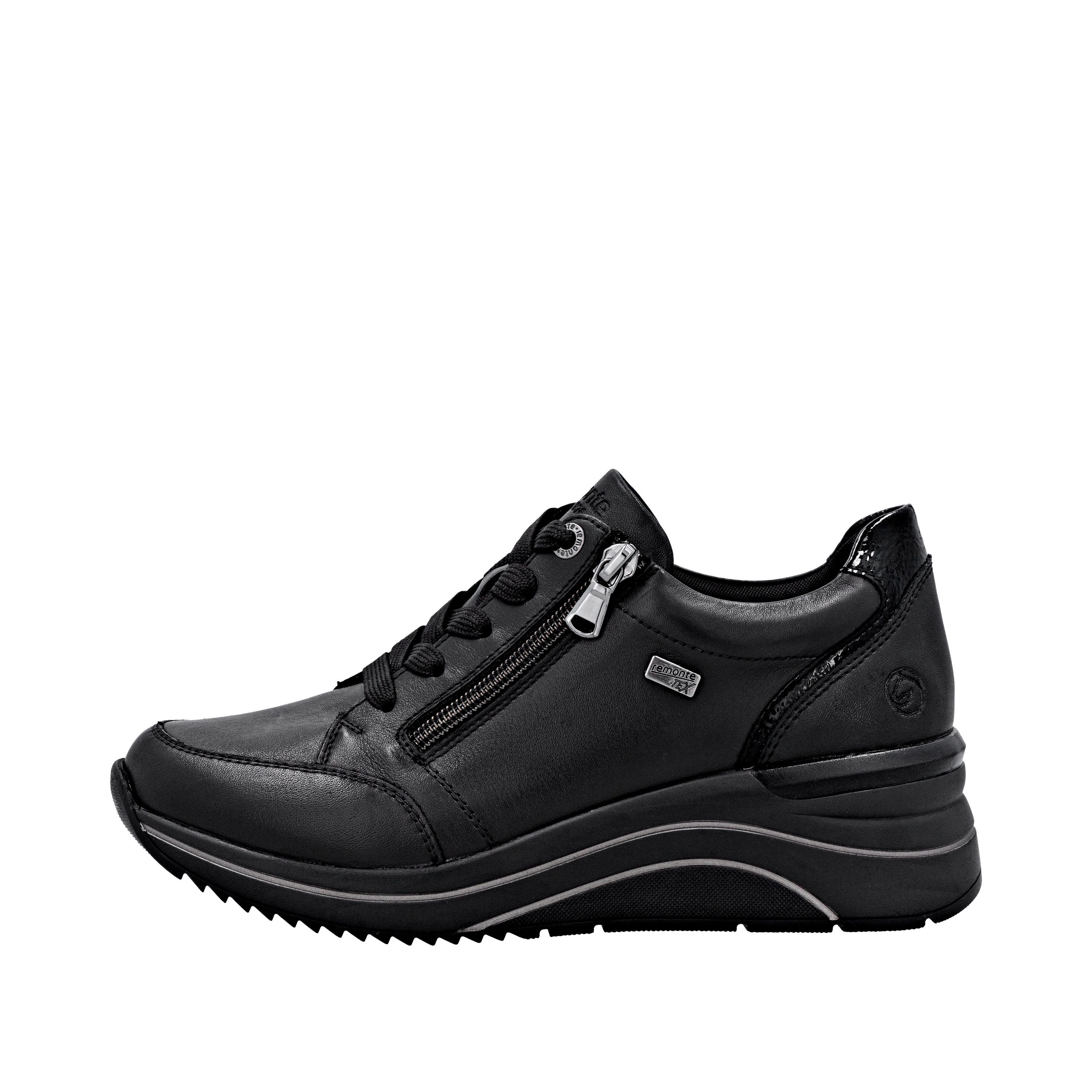 Remonte Sneakers met sleehak , vrijetijdsschoen, lage schoen, veterschoen met goudkleurige logo-hanger