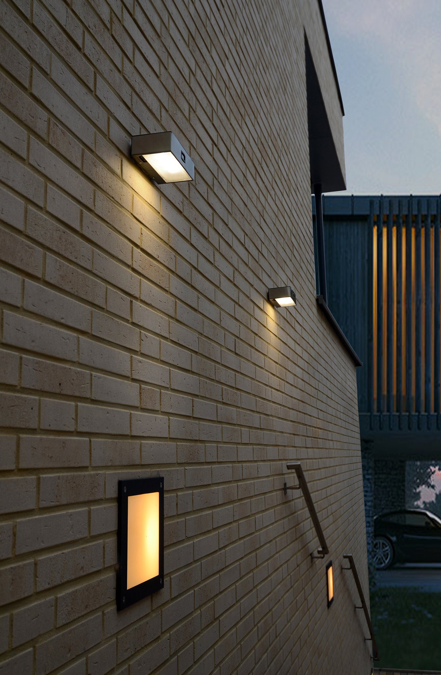 LUTEC Ledwandlamp voor buiten Brick Solarlamp, bewegingsmelder (1 stuk)
