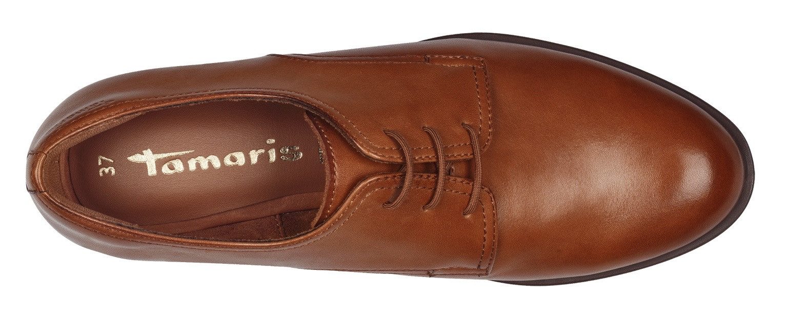 Tamaris Veterschoenen , blokhak, lage schoen, zakelijke schoen met sierstiksels