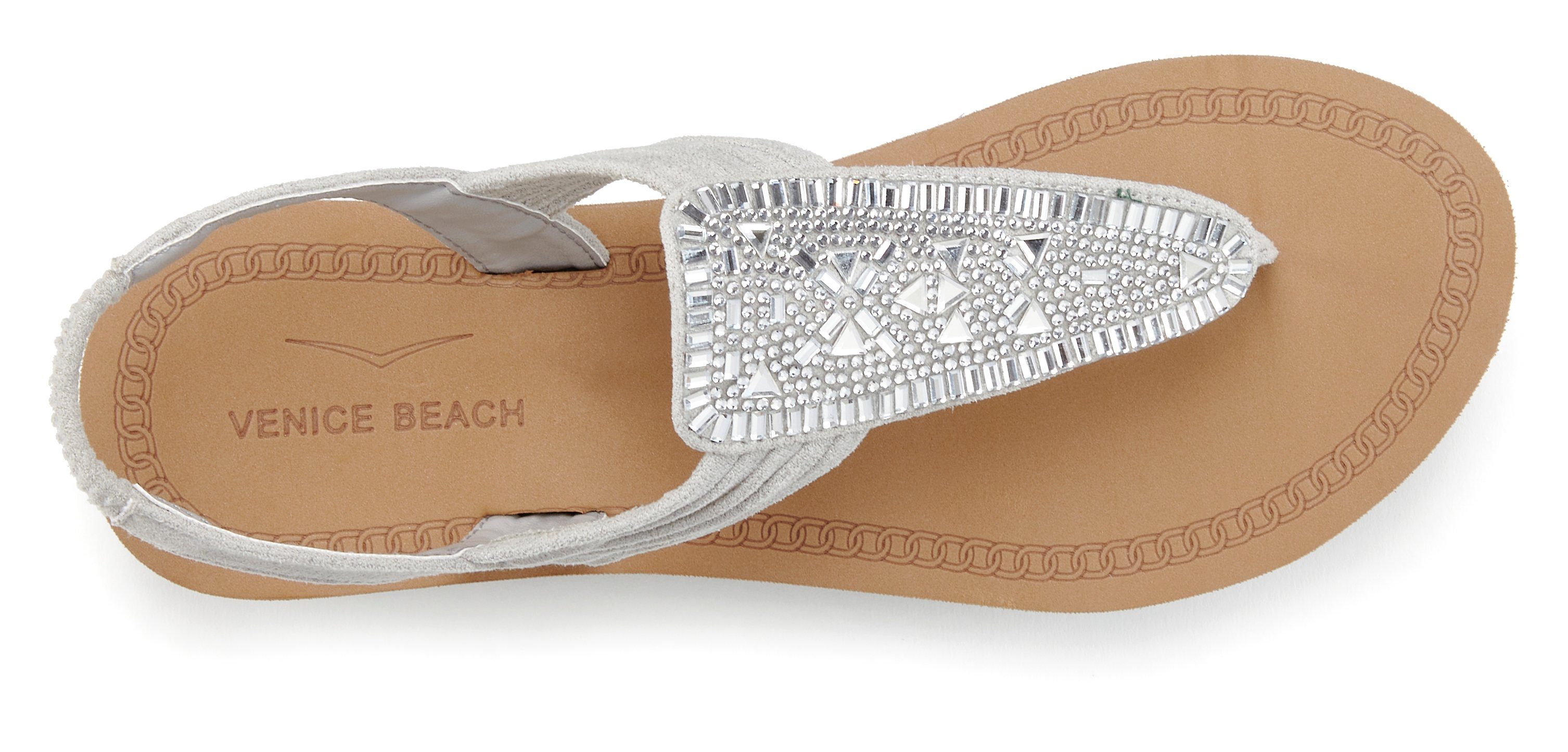 Venice Beach Badslippers Sandaal, badschoen, zomerschoen, teen-scheider met glitterstenen VEGAN