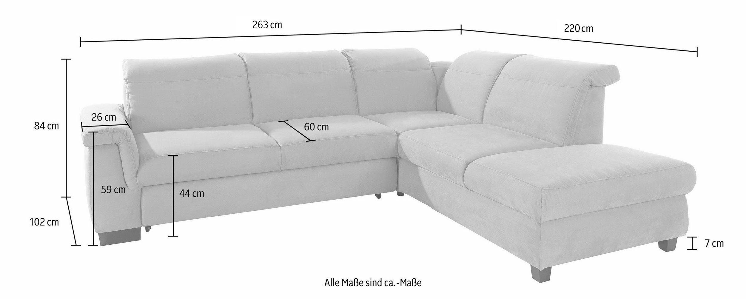 DOMO collection Hoekbank Sully comfortabel sofa, OTTOs Choice, L-vorm naar keuze met slaapfunctie en hoofd- resp. verstelbare rugleuning