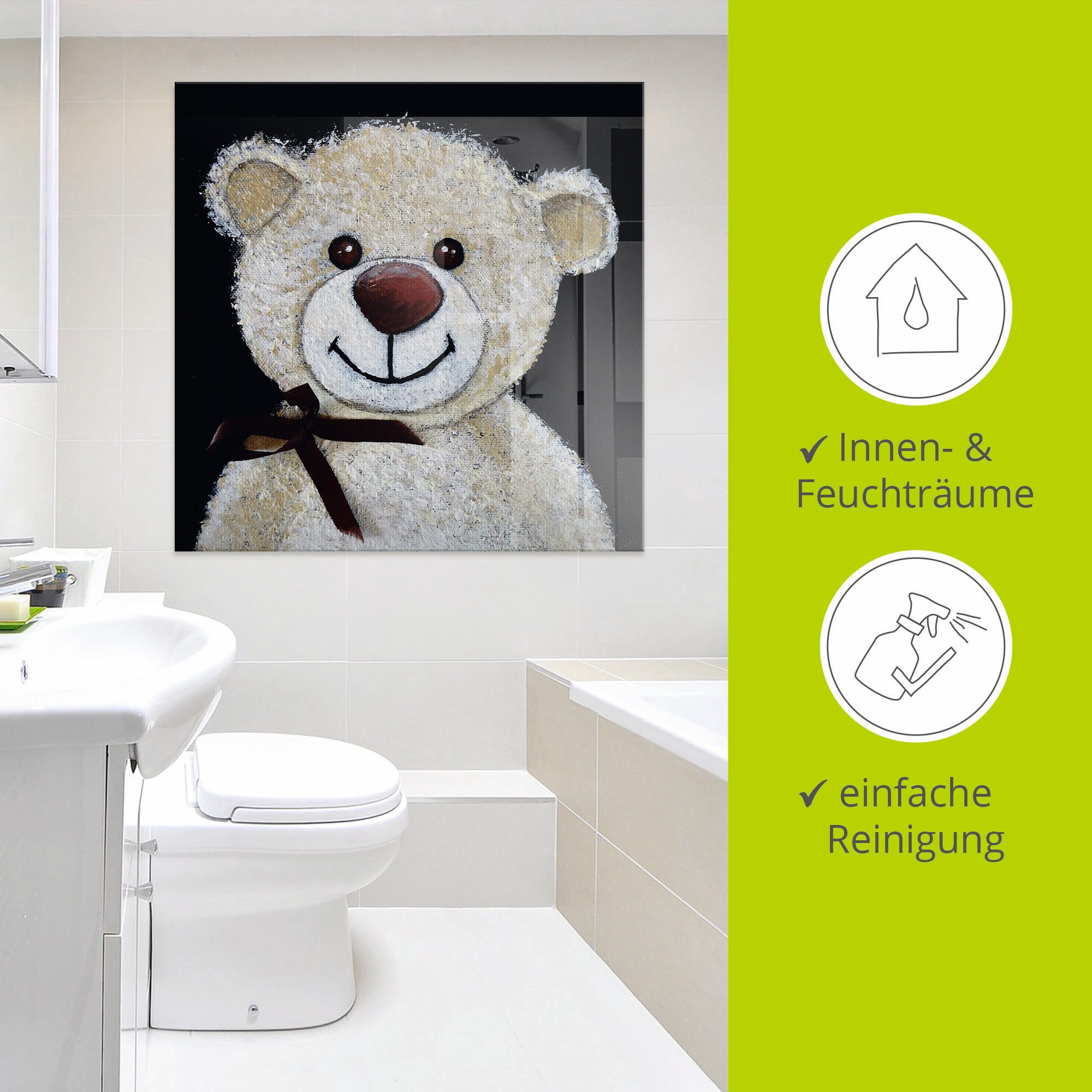 Artland Print op glas Teddybeer in verschillende maten