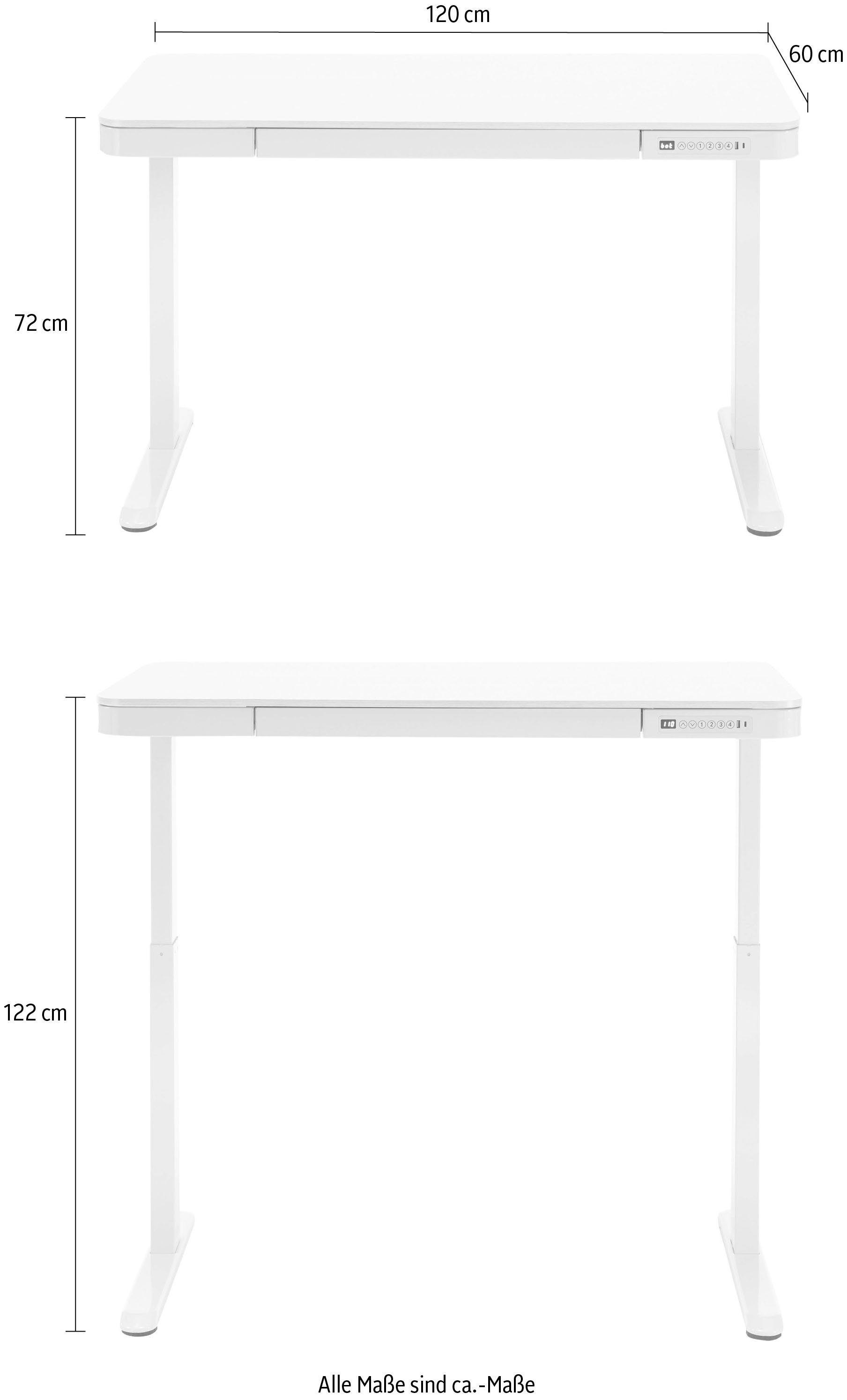 MCA furniture Bureau Barco elektrisch in hoogte verstelbaar van 72-122 cm, breedte 120 cm