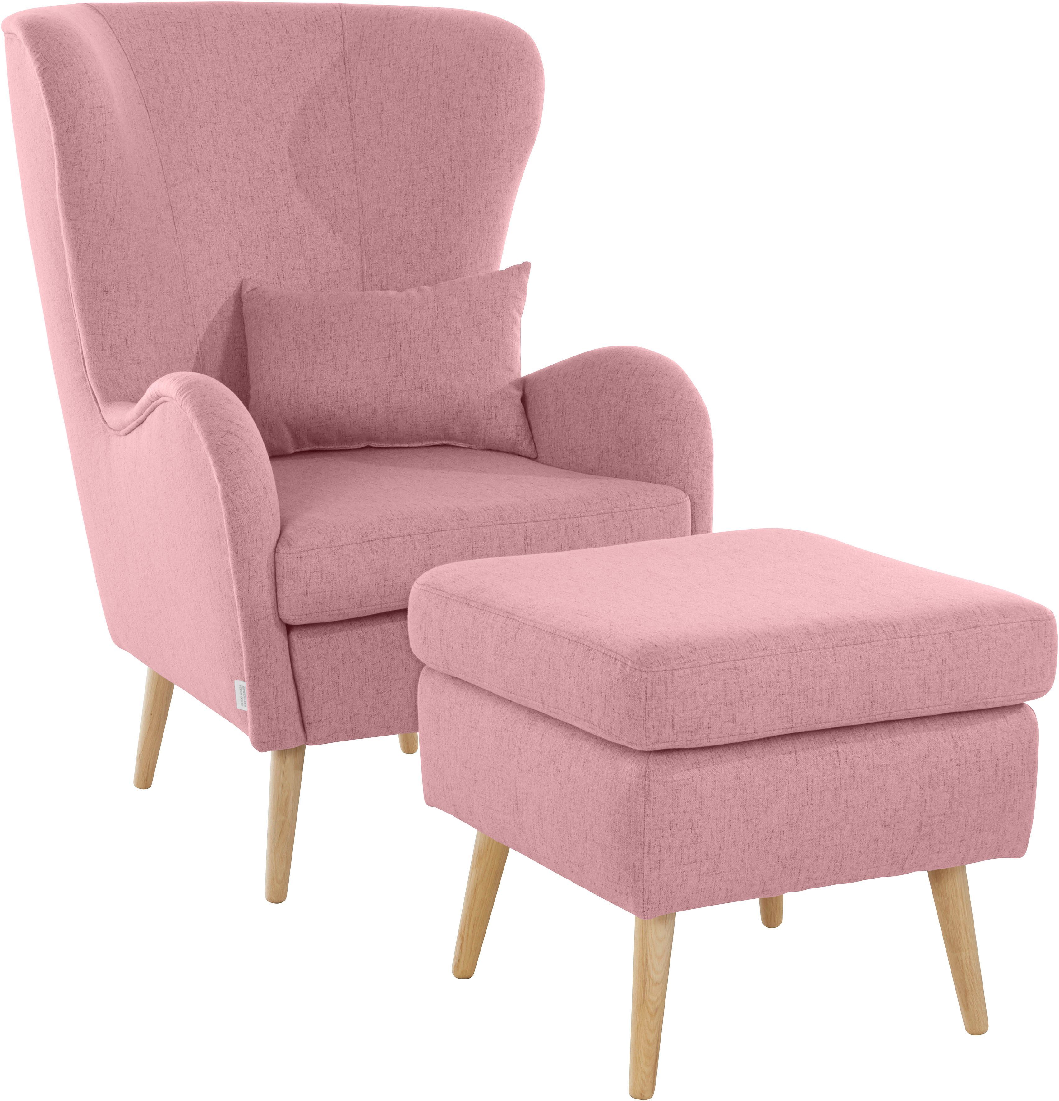 Guido Maria Kretschmer Home&Living Fauteuil Sallito, TV-stoel, oorfauteuil met Hocker, in veel stofkwaliteiten, ook in fluweelcord